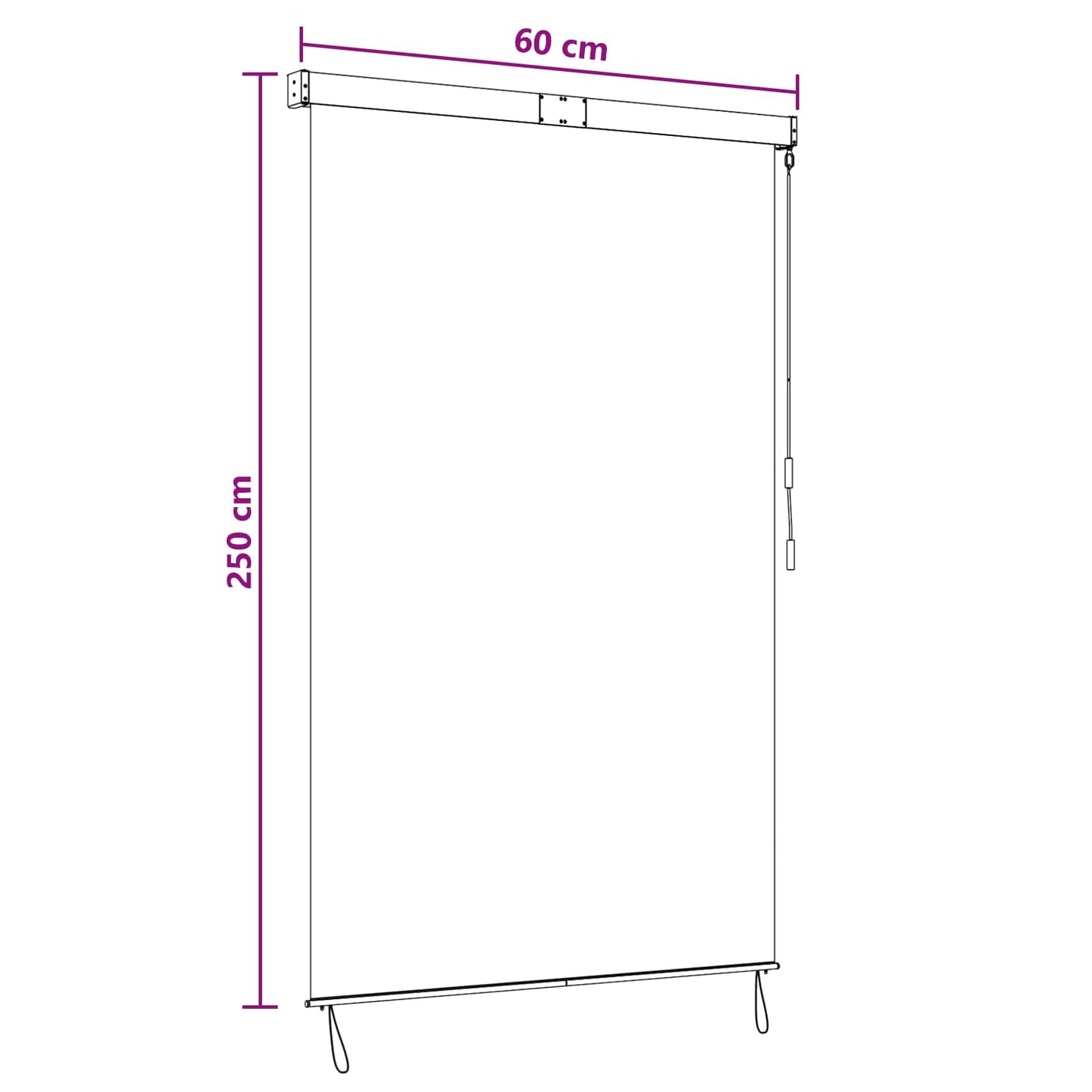 Rullegardin Brun 60 x 250 cm Stoff og Aluminium