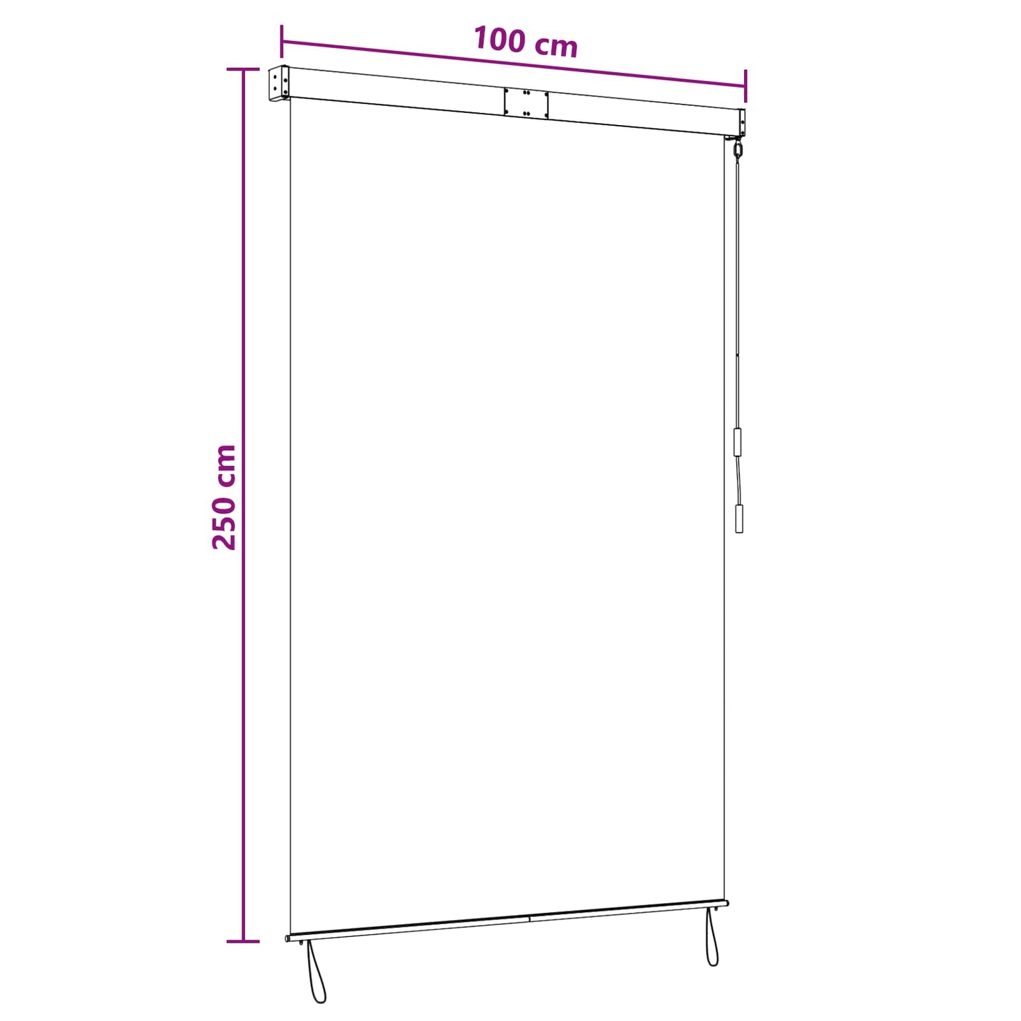 Rullegardin Lysegrå 100 x 250 cm Stoff og Aluminium