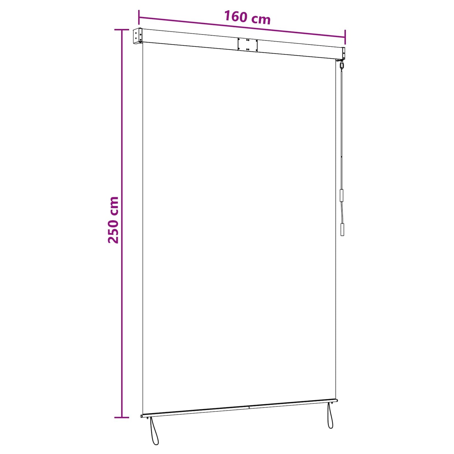 Rullegardin Svart 120 x 250 cm Stoff og Aluminium