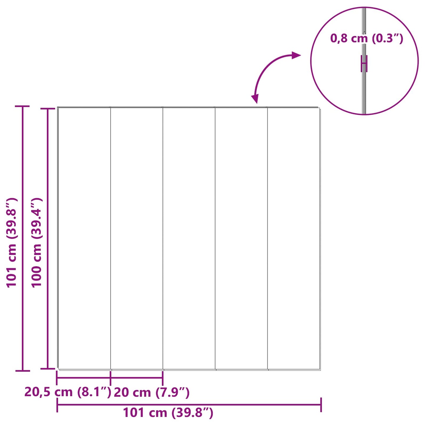 Laminatgulv 5 pcs HonningBrun 101 x 20 x 0,8 cm Konstruert tre