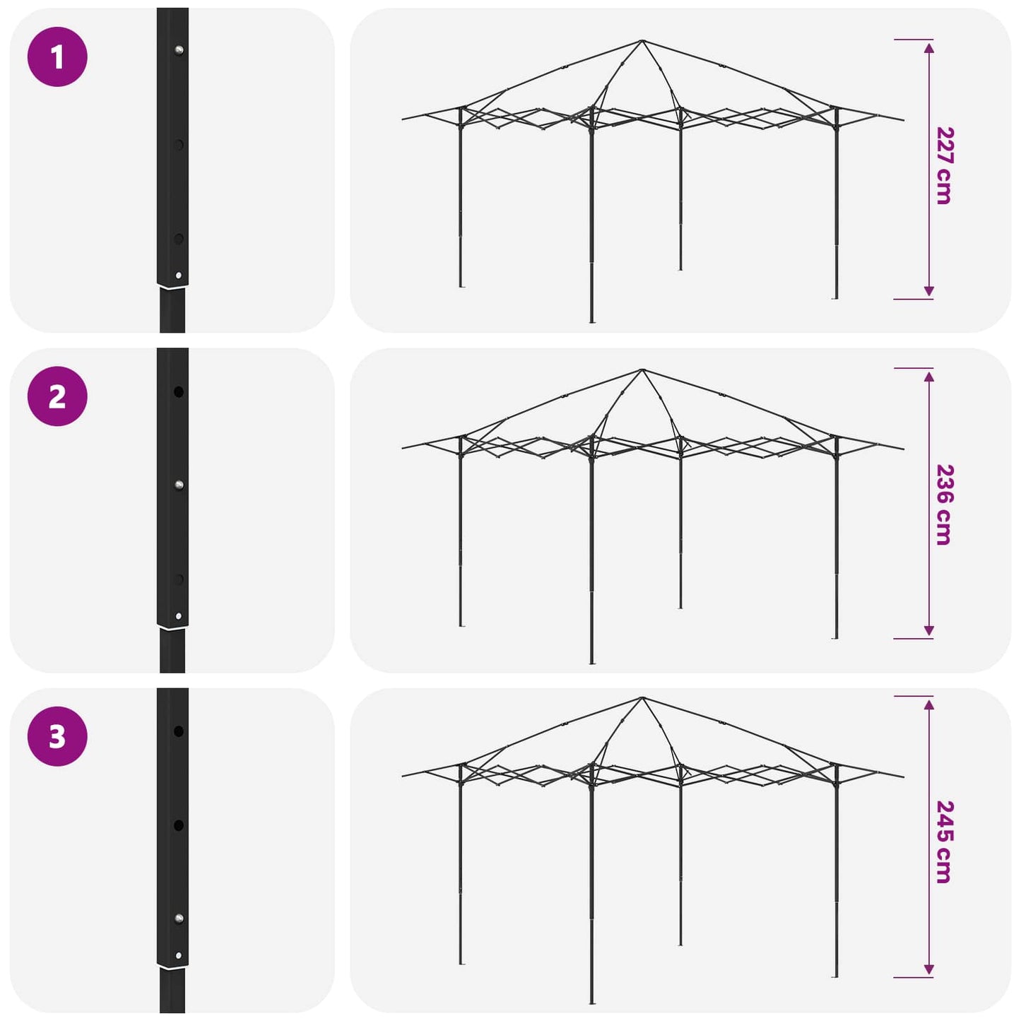 Gazebo uten sidevegg 2,6 x 2,6 m Krem og brun