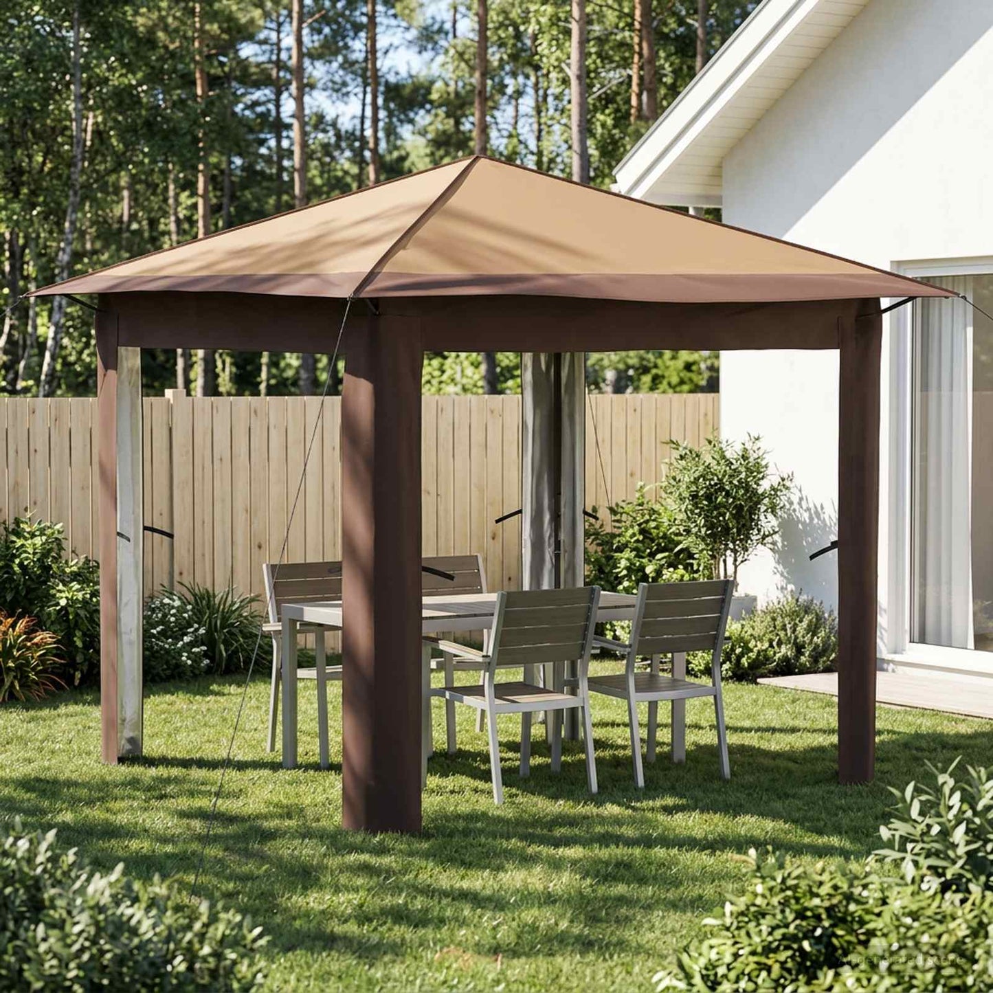 Gazebo uten sidevegg 2,6 x 2,6 m Beige og Brun