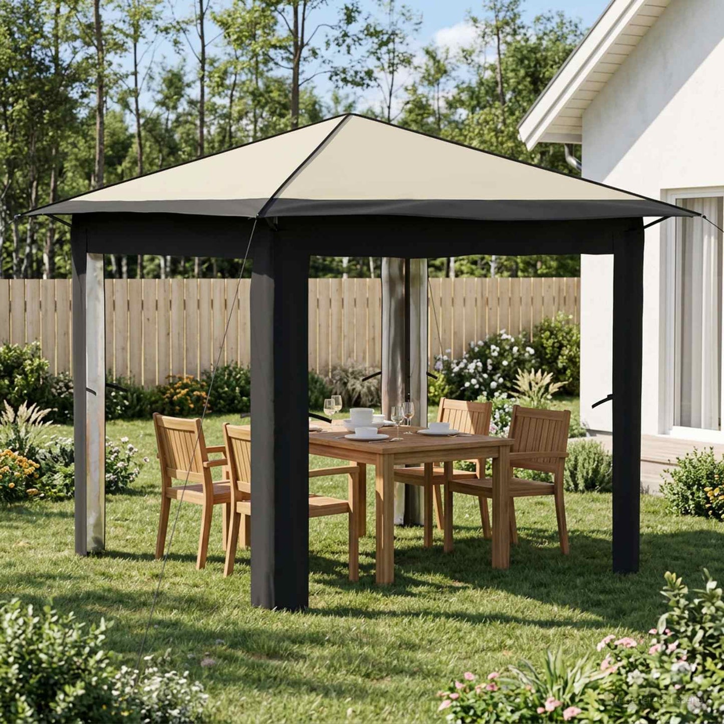 Gazebo uten sidevegg 2,6 x 2,6 m Krem og Antrasitt