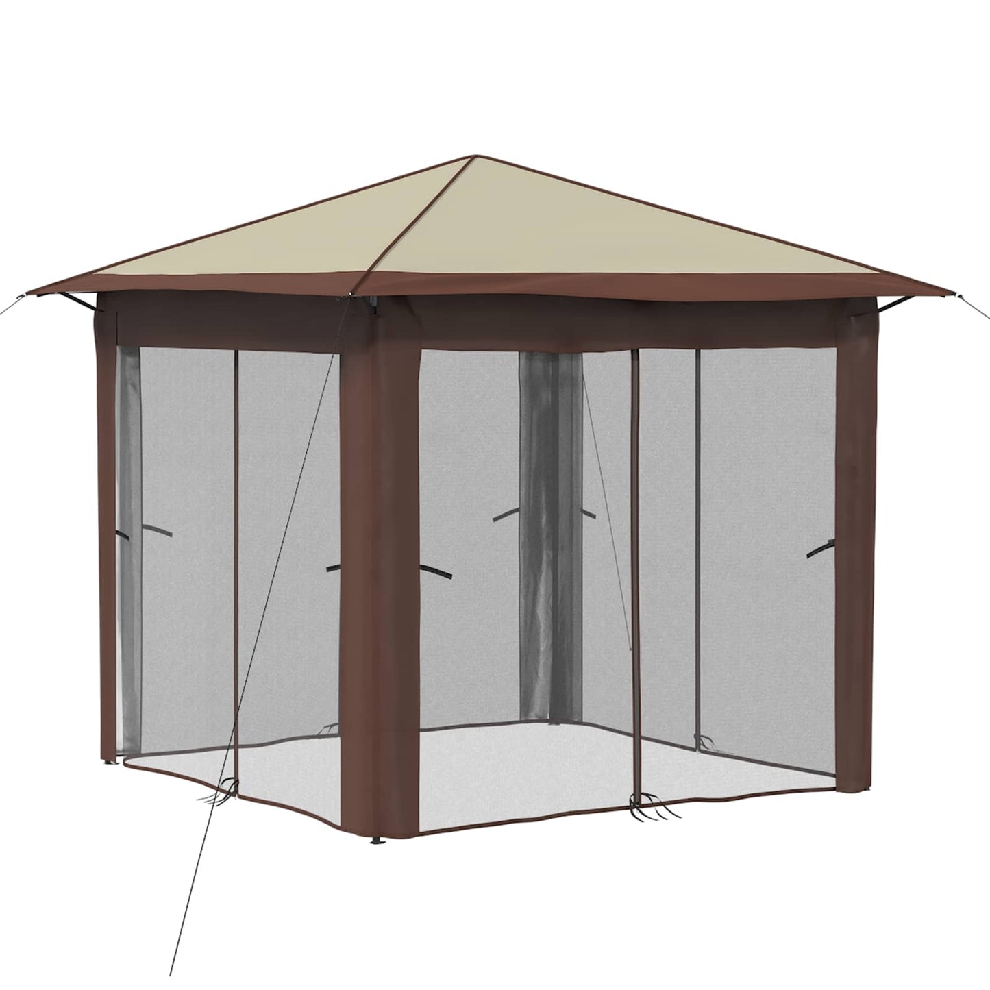 Gazebo med 4 sidevegger 2,6 x 2,6 m Krem og brun