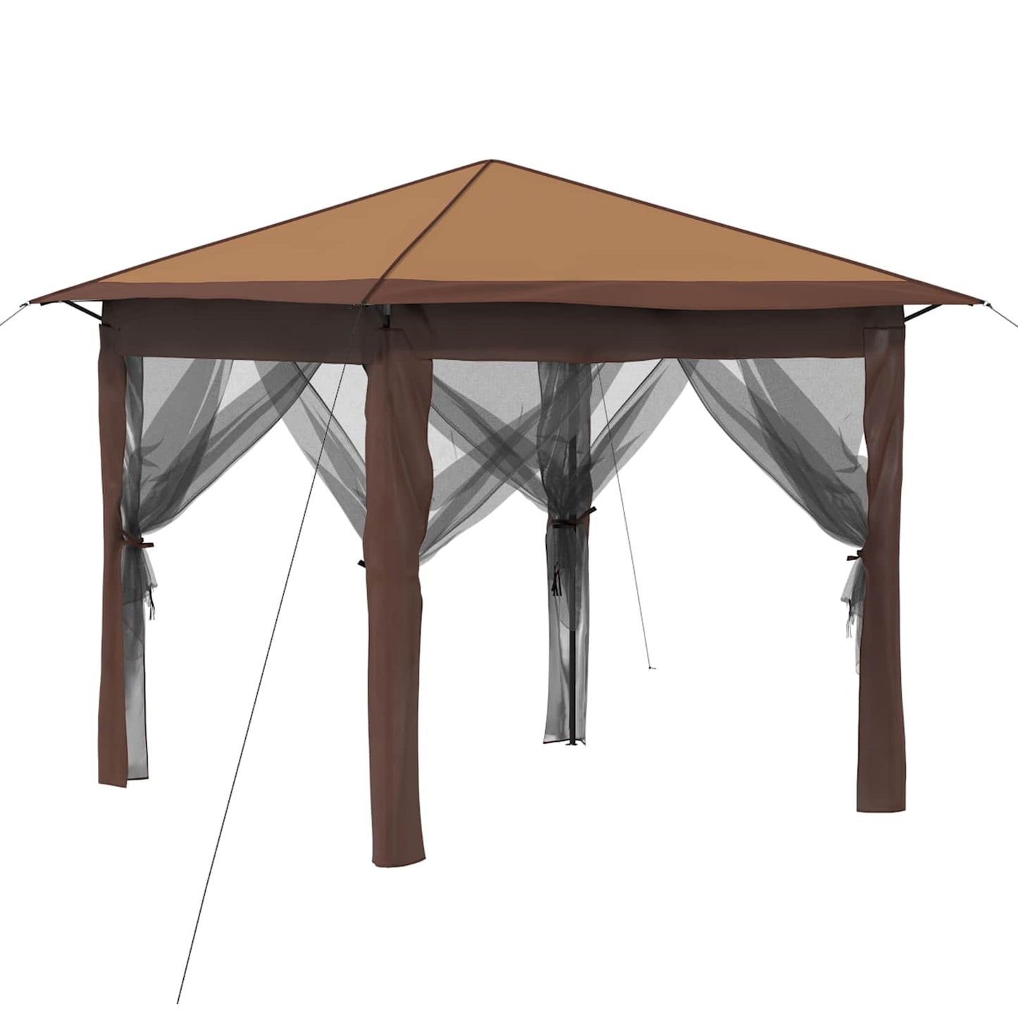 Gazebo med 4 sidevegger 2,6 x 2,6 m Beige og Brun
