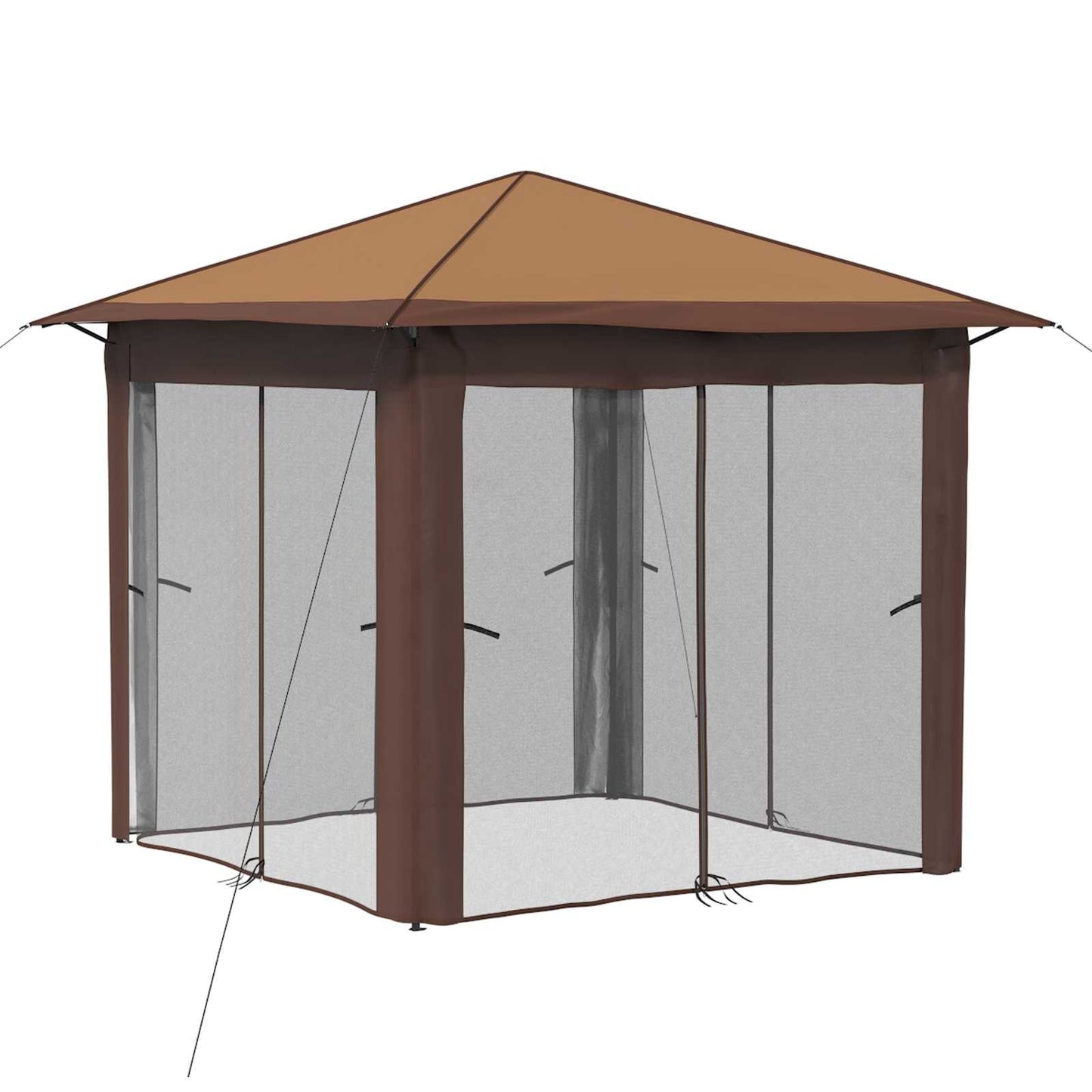 Gazebo med 4 sidevegger 2,6 x 2,6 m Beige og Brun