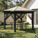 Gazebo med 4 sidevegger 2,6 x 2,6 m Krem og Antrasitt