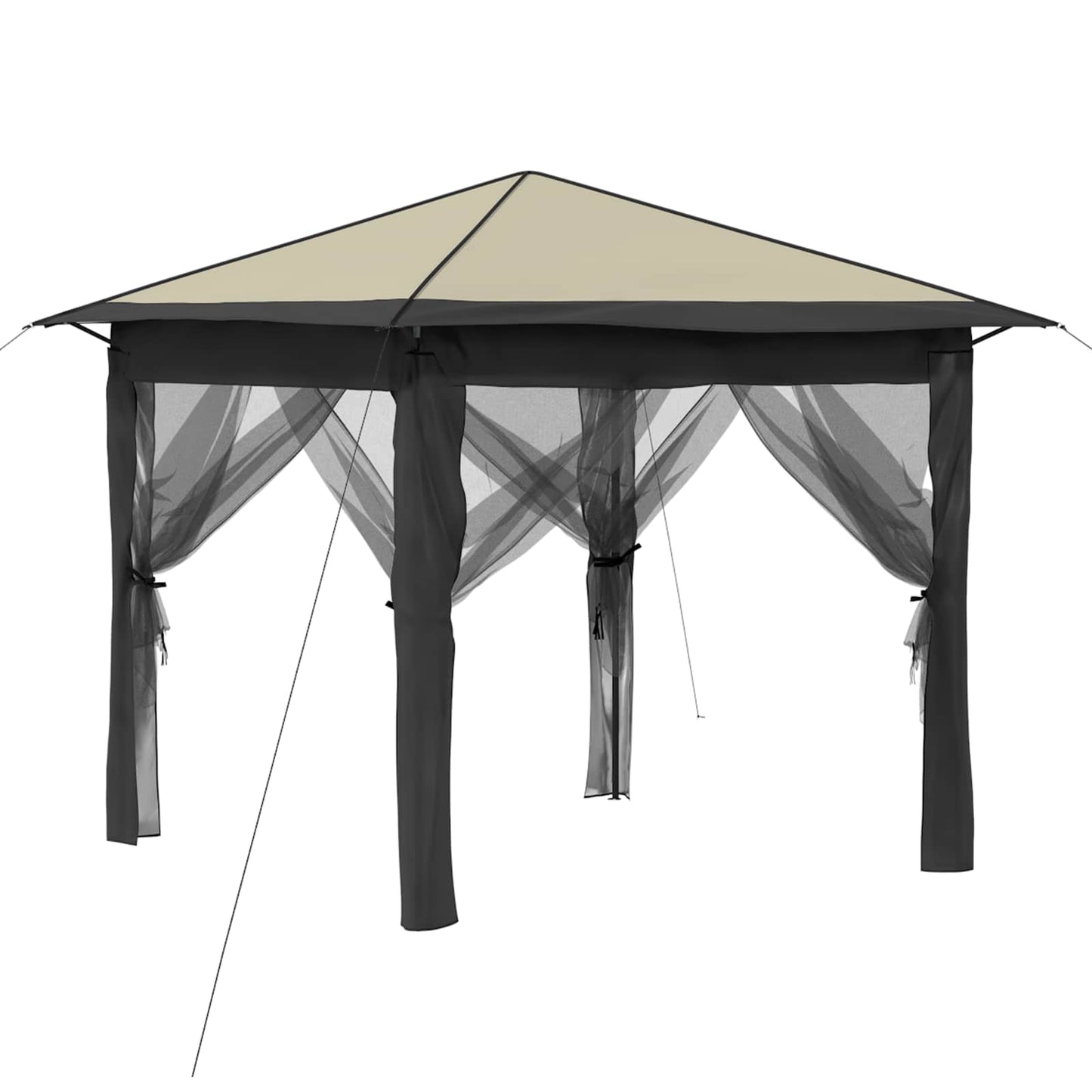 Gazebo med 4 sidevegger 2,6 x 2,6 m Krem og Antrasitt
