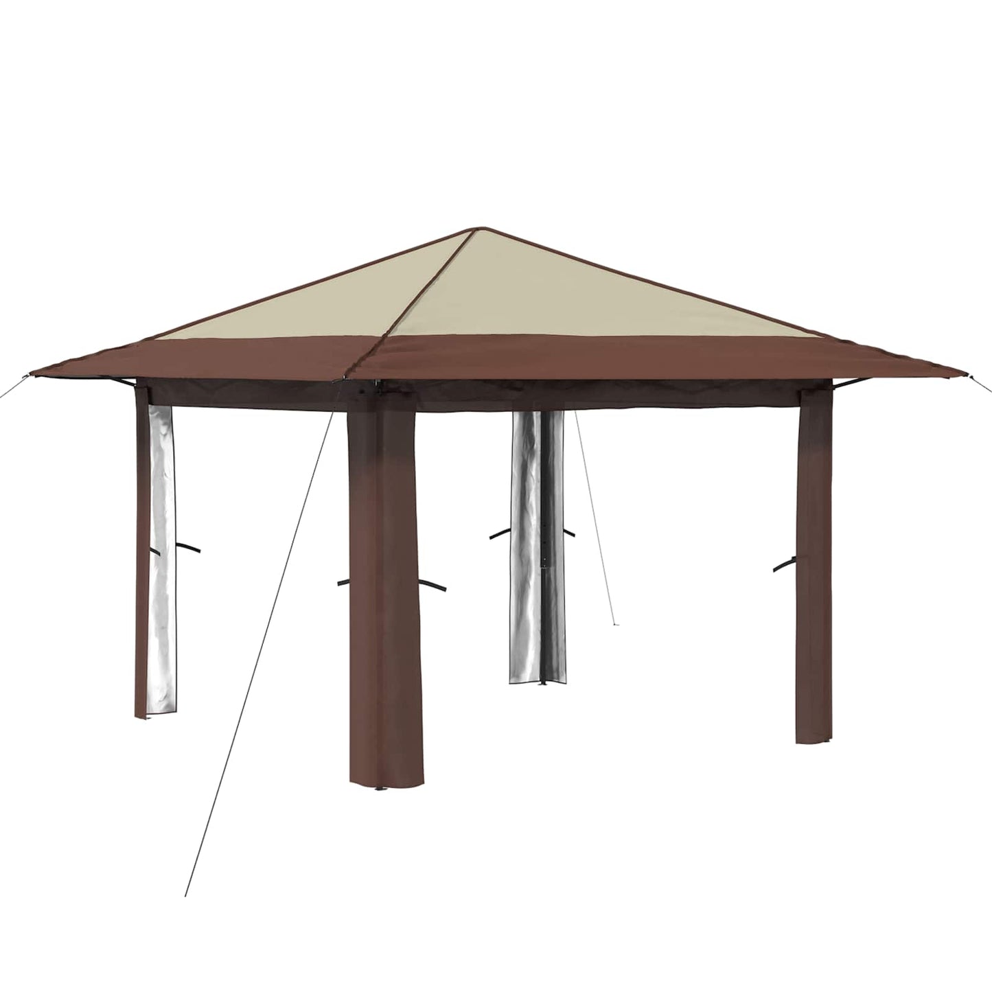 Gazebo uten sidevegg 3,3 x 3,3 m Krem og brun