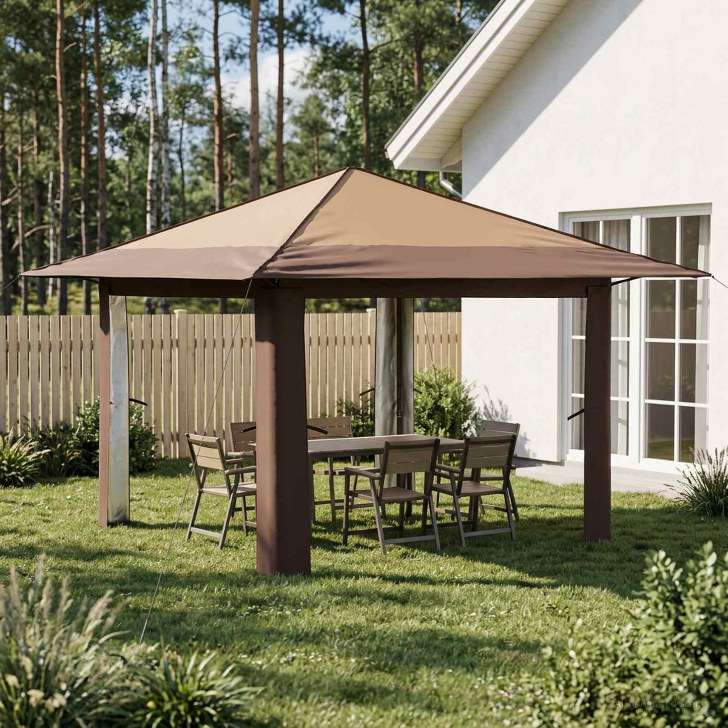 Gazebo uten sidevegg 3,3 x 3,3 m Beige og Brun