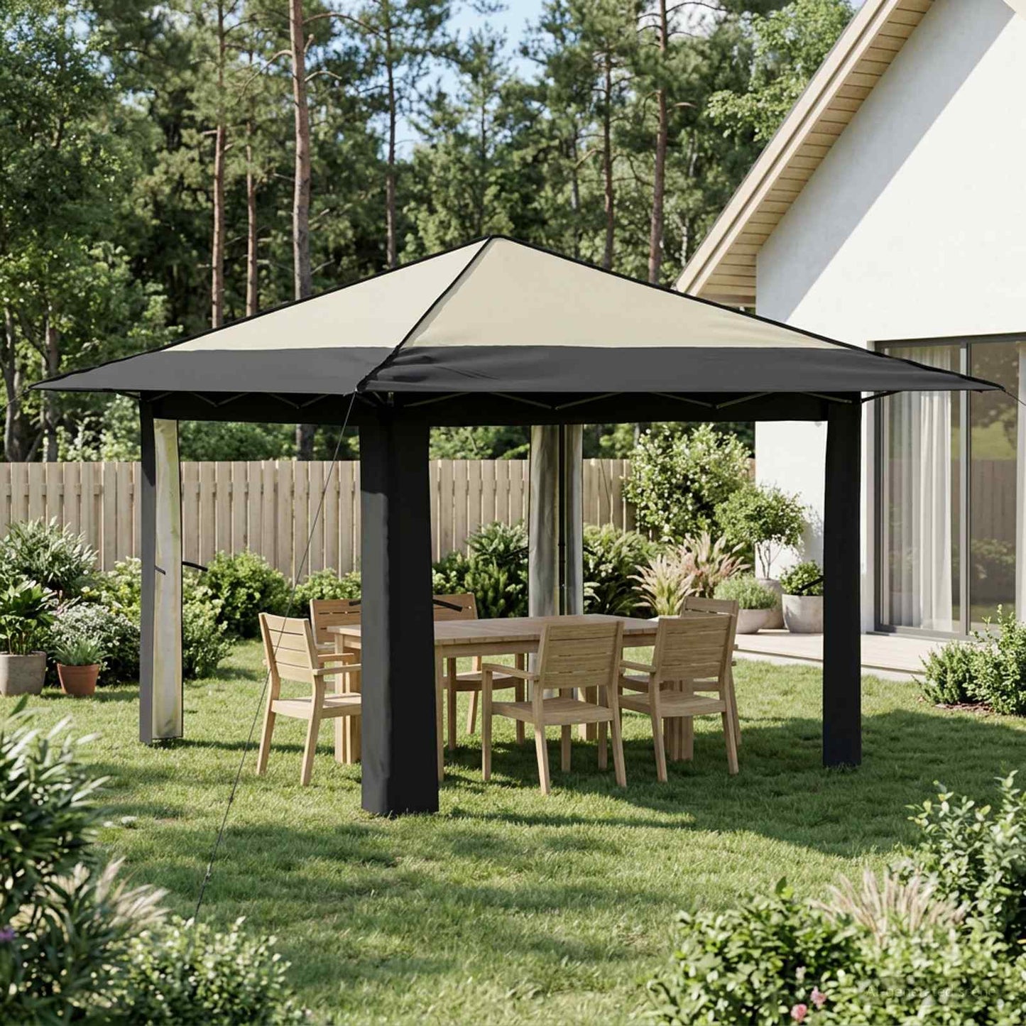 Gazebo uten sidevegg 3,3 x 3,3 m Krem og Antrasitt