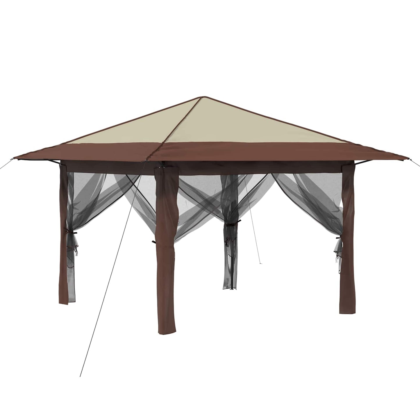 Gazebo med 4 sidevegger 3,3 x 3,3 m Krem og brun