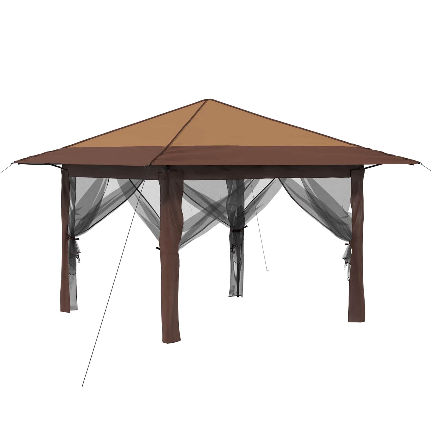 Gazebo med 4 sidevegger 3,3 x 3,3 m Beige og Brun