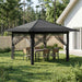Gazebo med 4 sidevegger 3,3 x 3,3 m Lysegrå og antrasitt