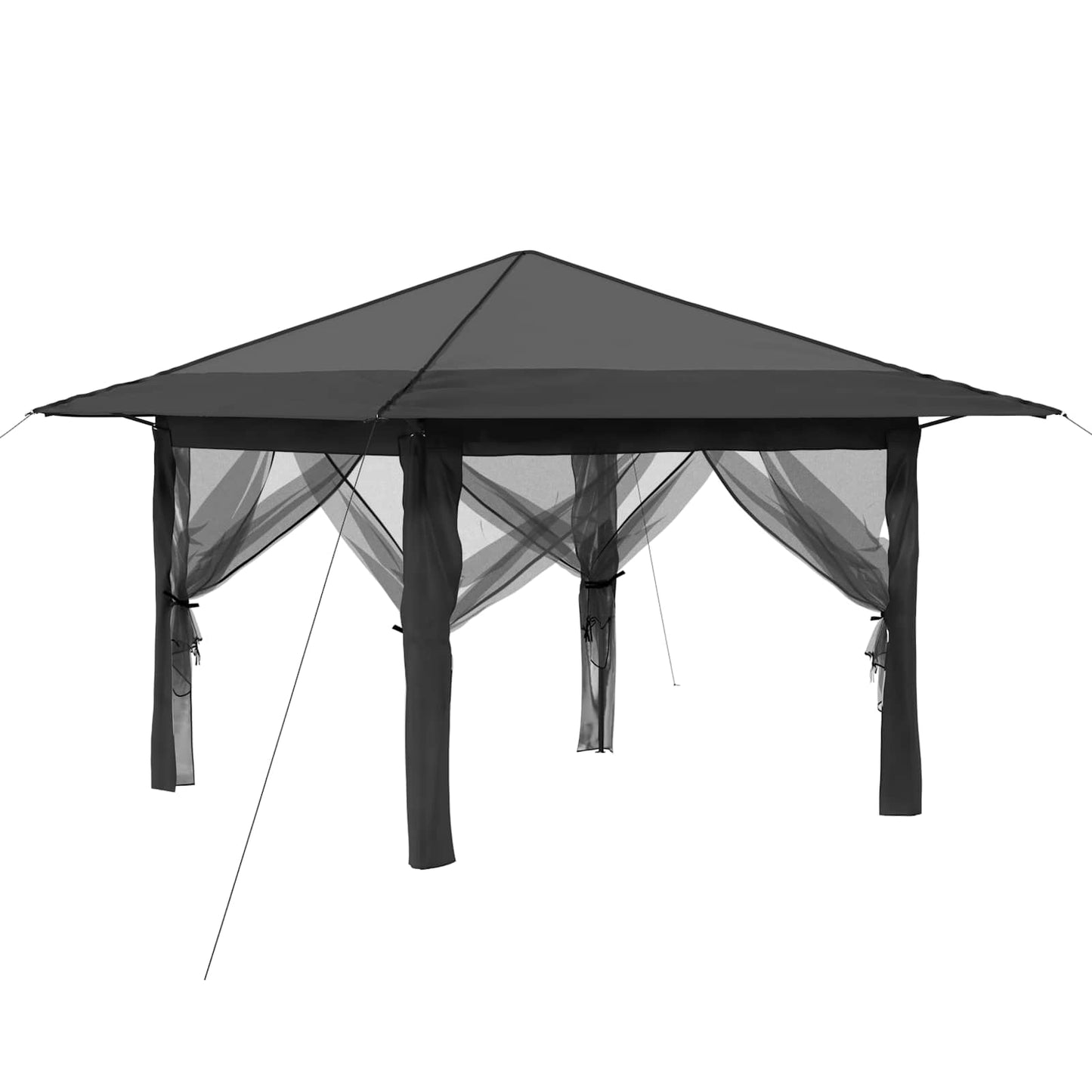 Gazebo med 4 sidevegger 3,3 x 3,3 m Lysegrå og antrasitt