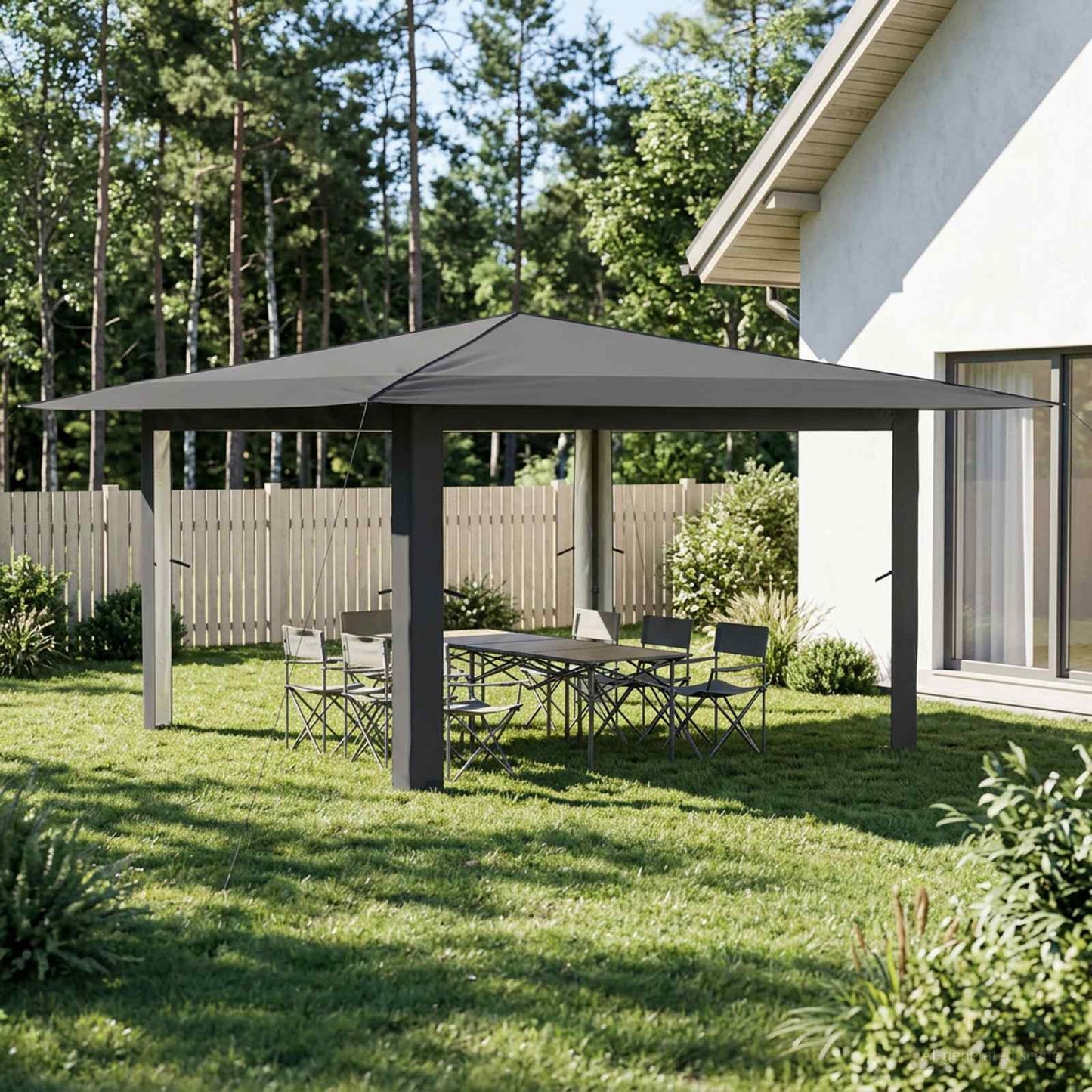Gazebo uten sidevegg 4 x 4 m Lysegrå og antrasitt