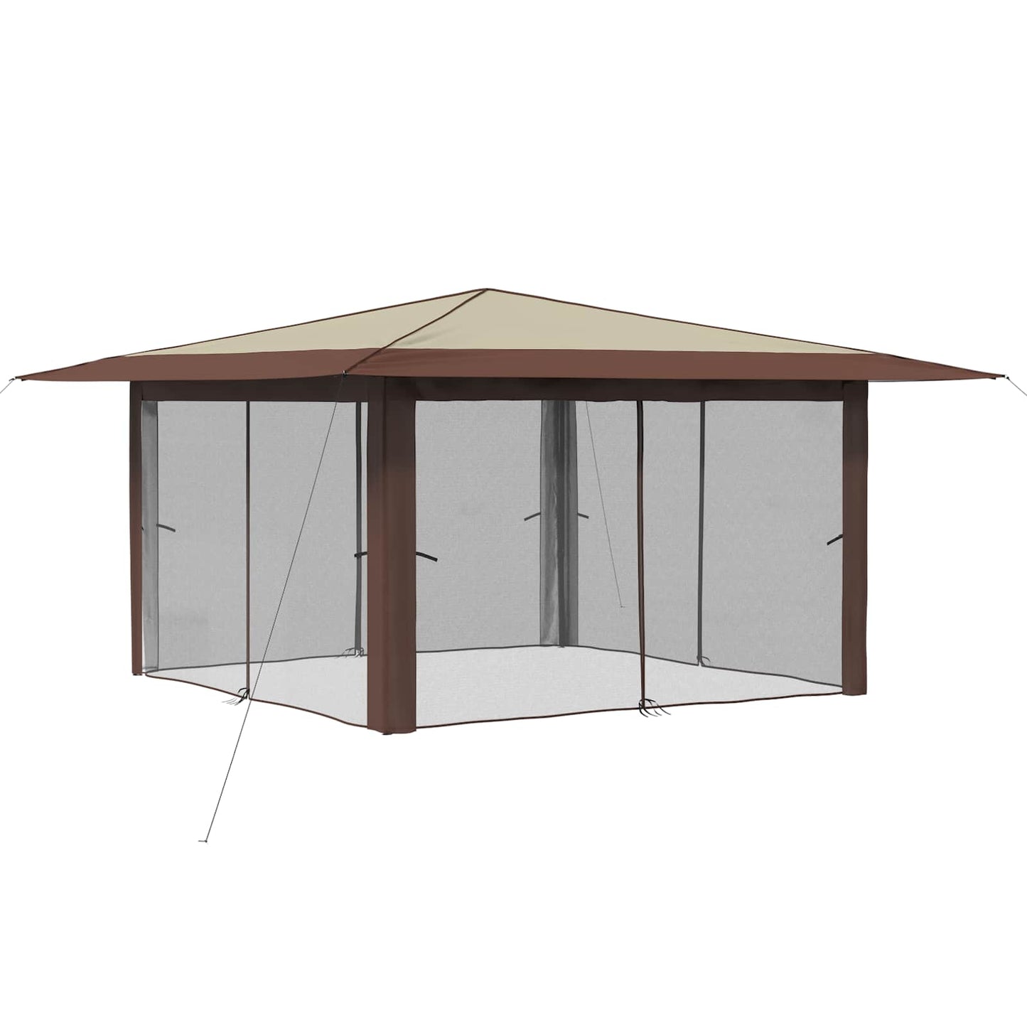 Gazebo med 4 sidevegger 4 x 4 m Krem og brun