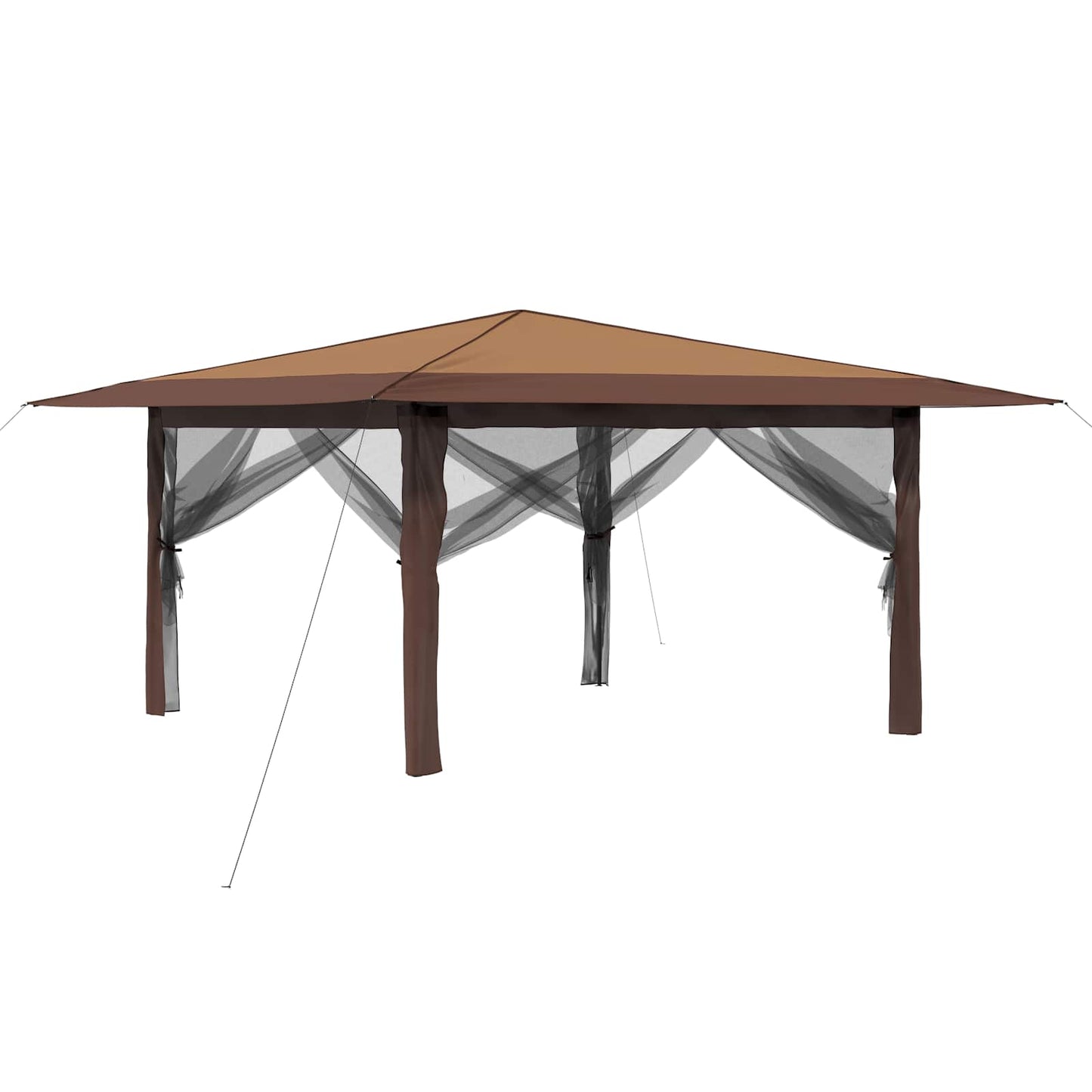 Gazebo med 4 sidevegger 4 x 4 m Beige og Brun