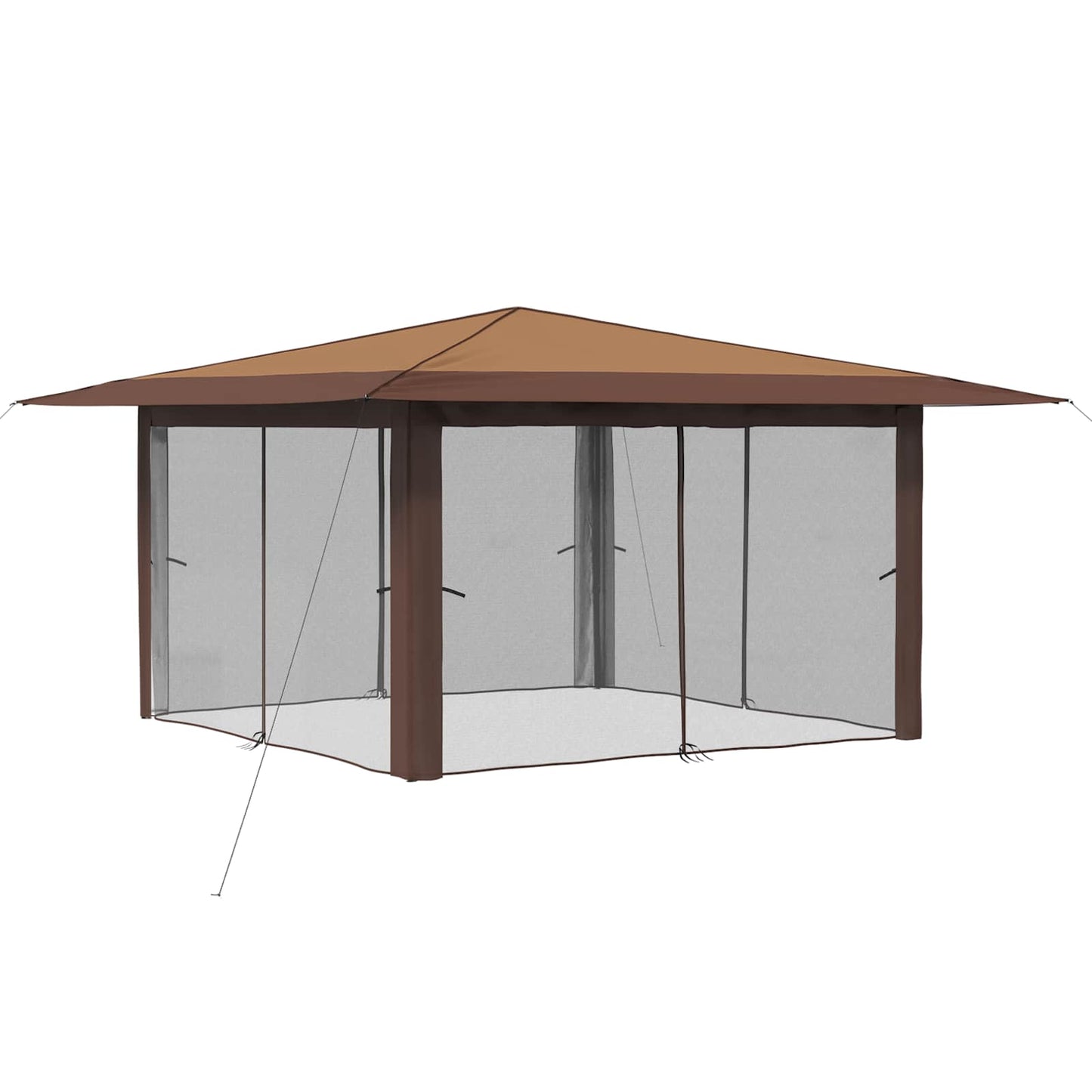 Gazebo med 4 sidevegger 4 x 4 m Beige og Brun