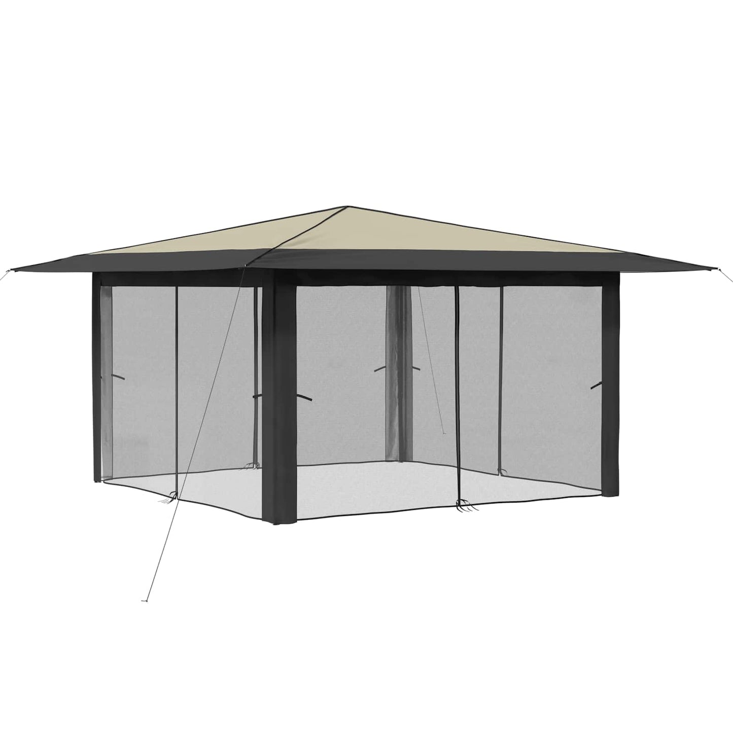 Gazebo med 4 sidevegger 4 x 4 m Krem og Antrasitt
