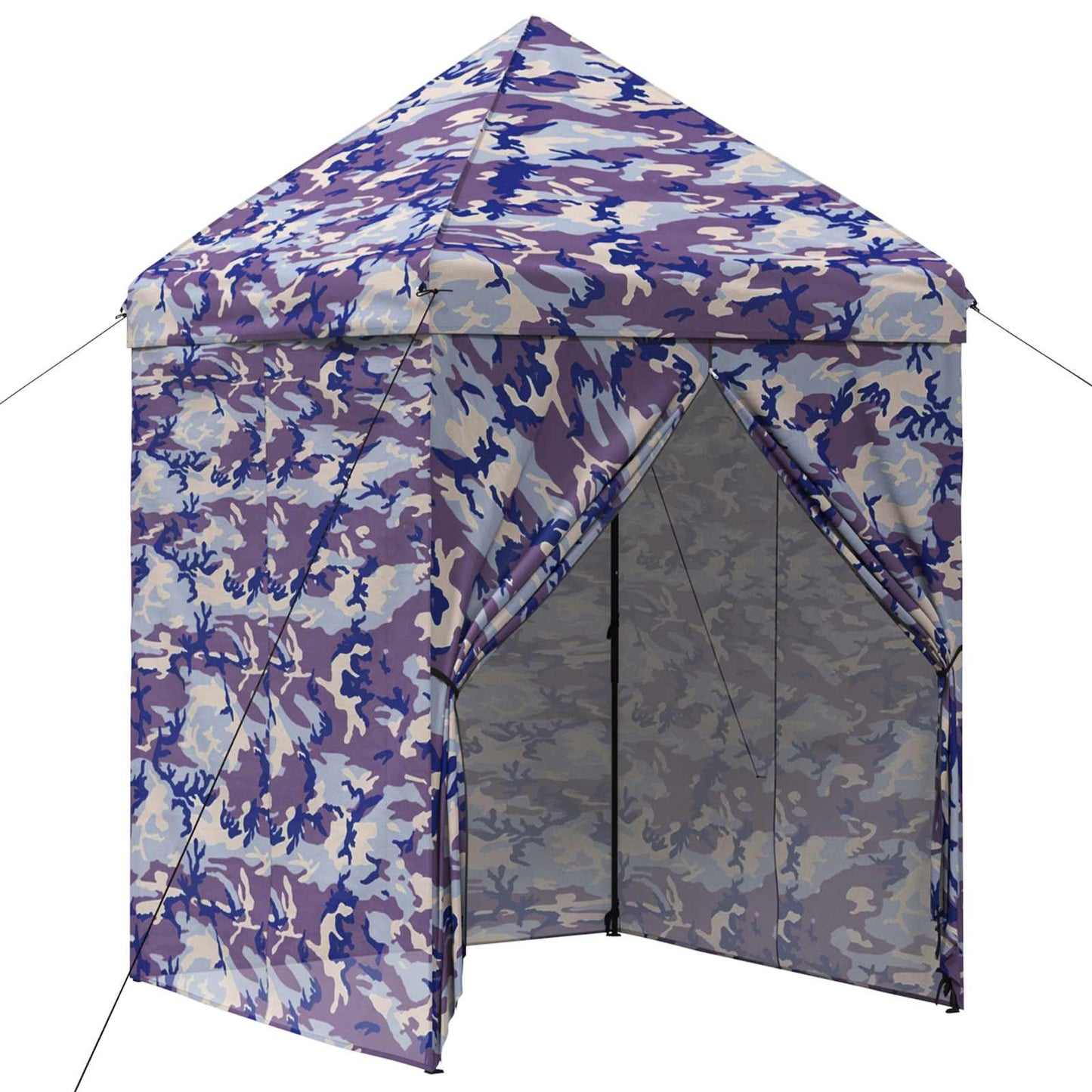 Pop-up Gazebo med 4 Sidevegger 2 x 2 m Blå Kamuflasje