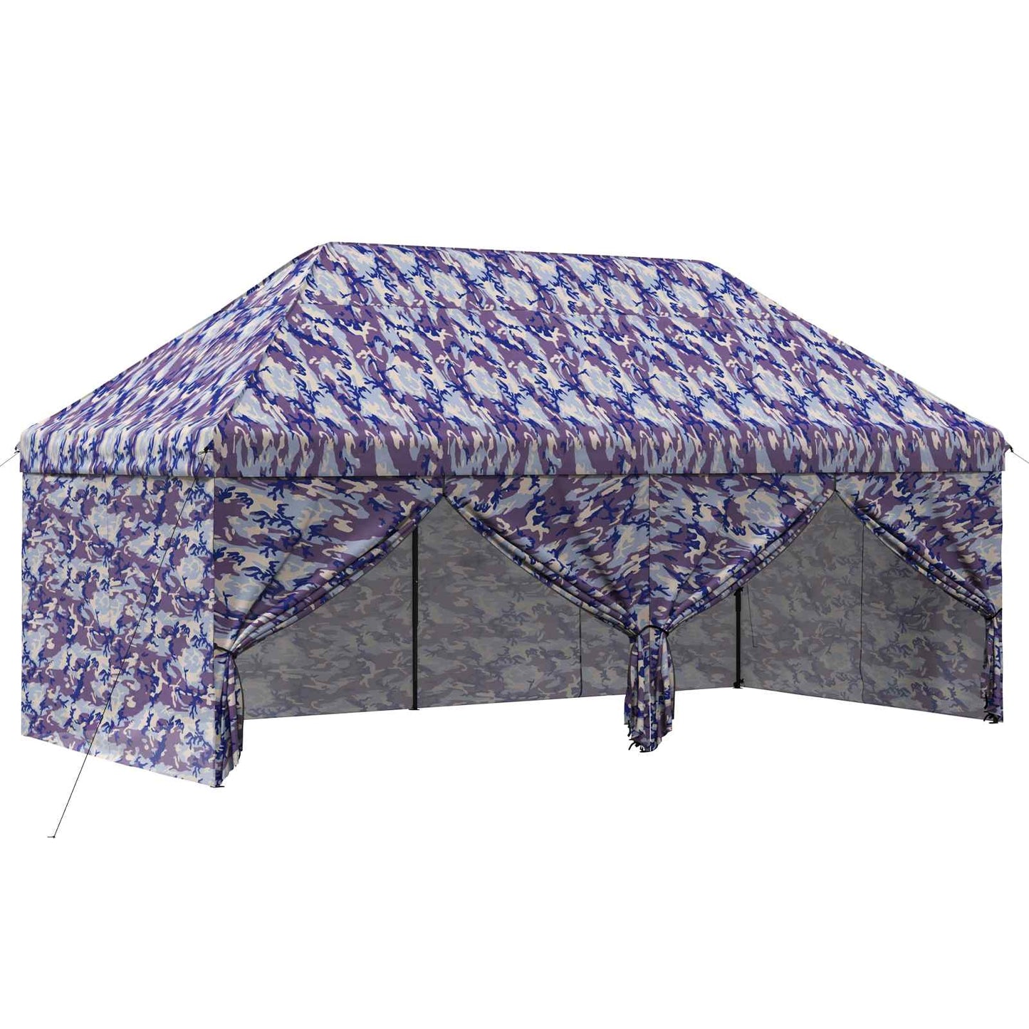 Pop-up Gazebo med 4 Sidevegger 3 x 6 m Blå Kamuflasje