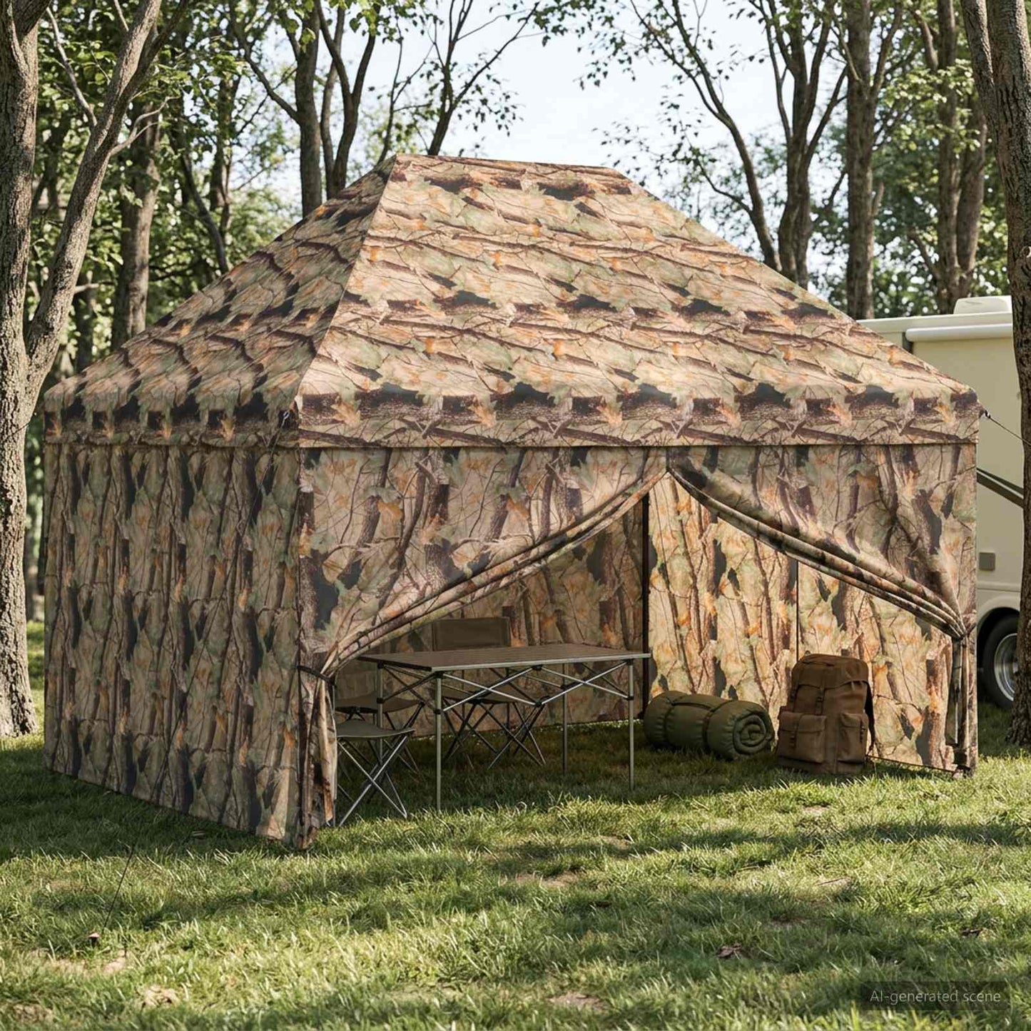 Pop-up Gazebo med 4 Sidevegger 3 x 4,5 m Skog camo