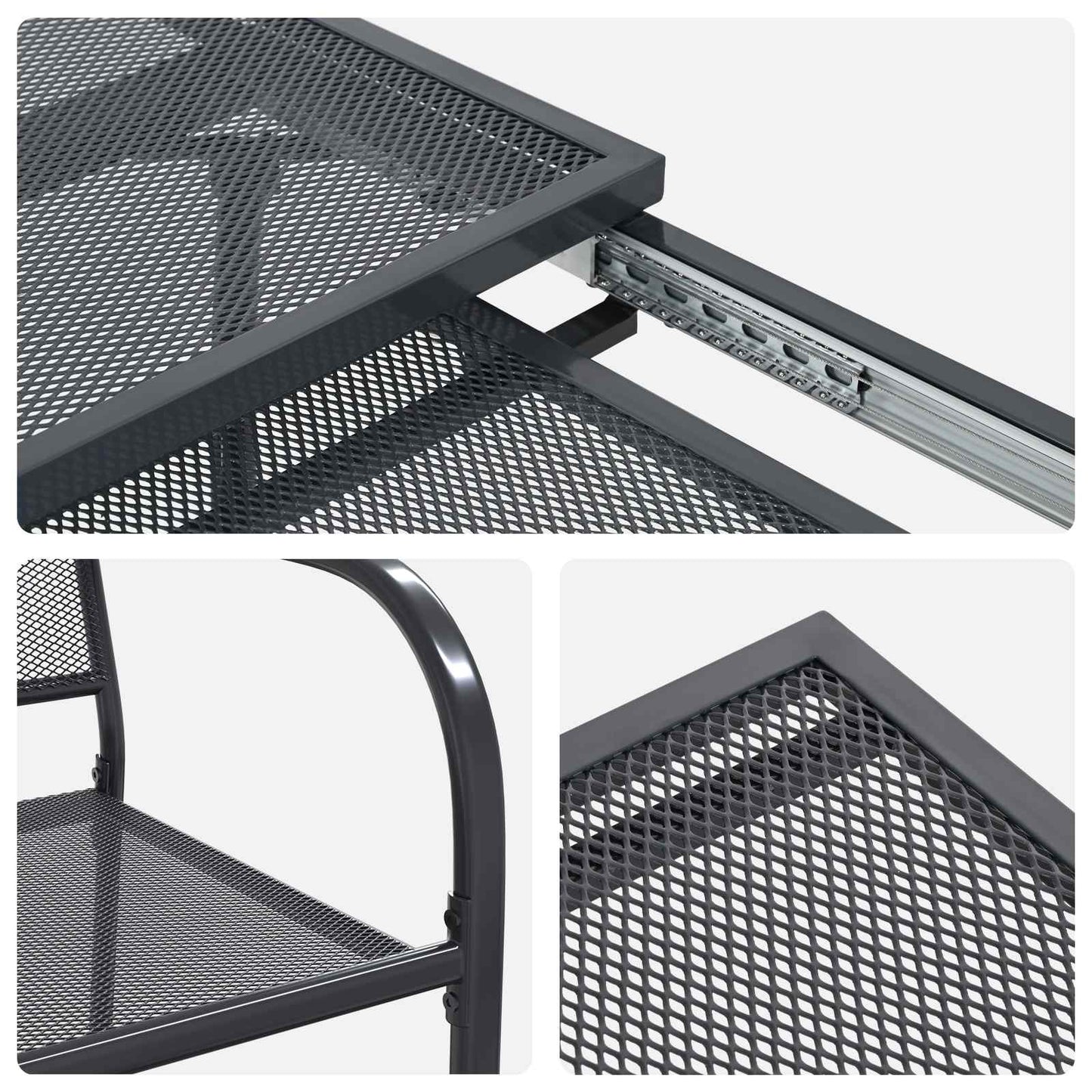Hage Spisegruppe 9 pcs Antrasitt 212 x 90 x 76 cm Mesh og Stål