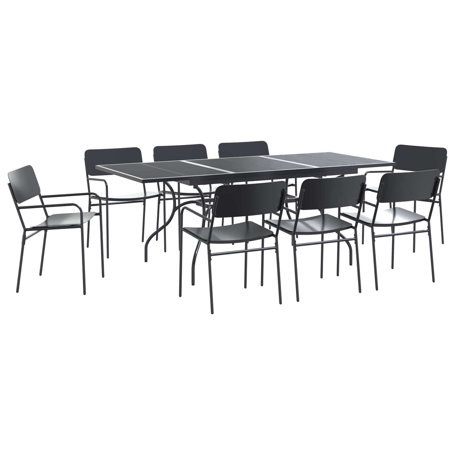 Hage Spisegruppe 9 pcs Antrasitt Stål