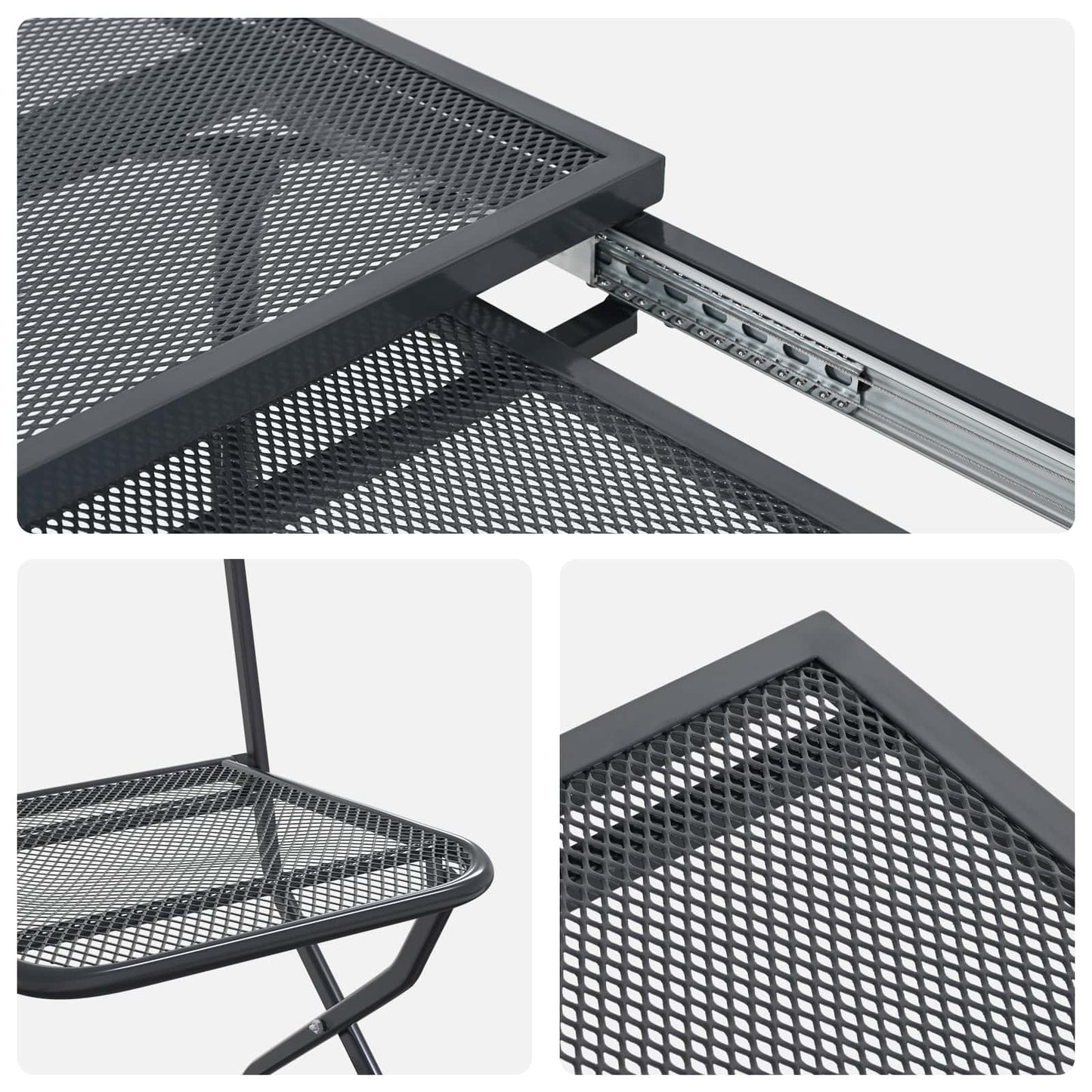 Hage Spisegruppe 7 pcs Antrasitt 212 x 90 x 76 cm Mesh og Stål