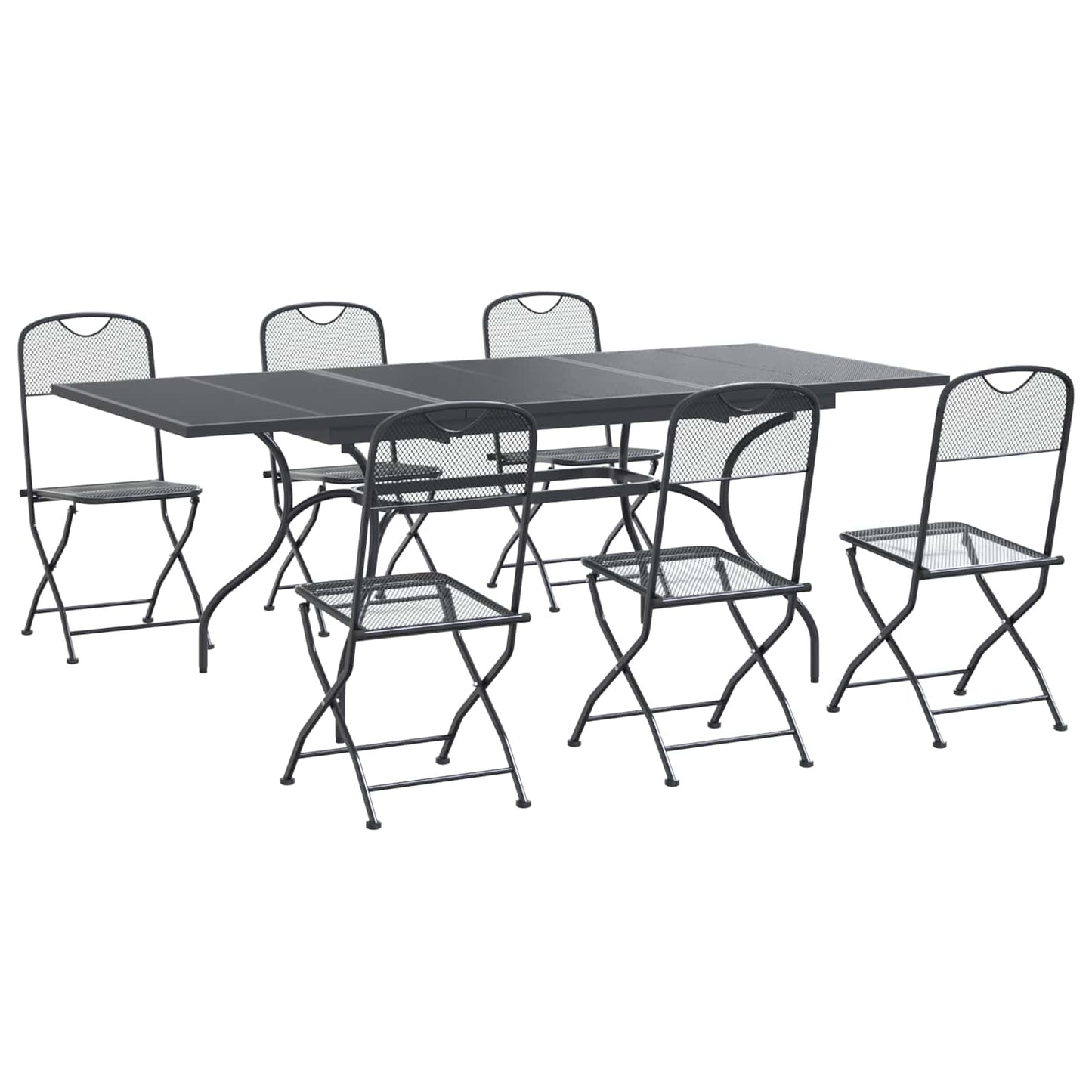 Hage Spisegruppe 7 pcs Antrasitt 212 x 90 x 76 cm Mesh og Stål