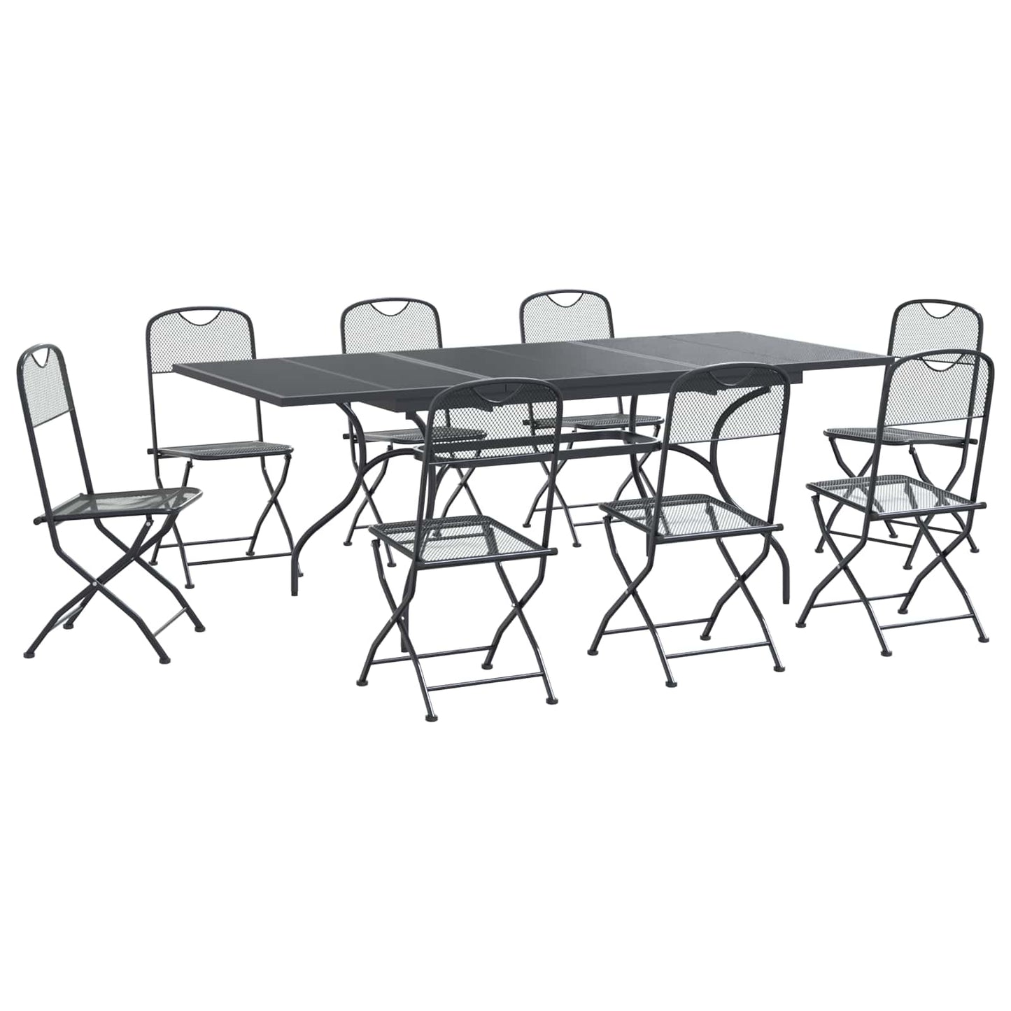 Hage Spisegruppe 9 pcs Antrasitt 212 x 90 x 76 cm Mesh og Stål