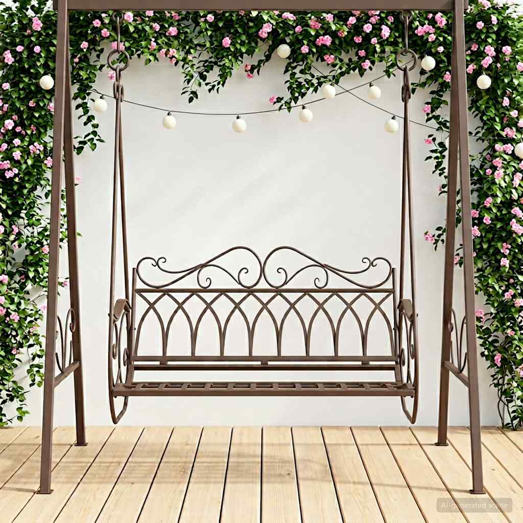 Svingbenk Stål 112 x 60 x 126,5 cm Antikk Brun