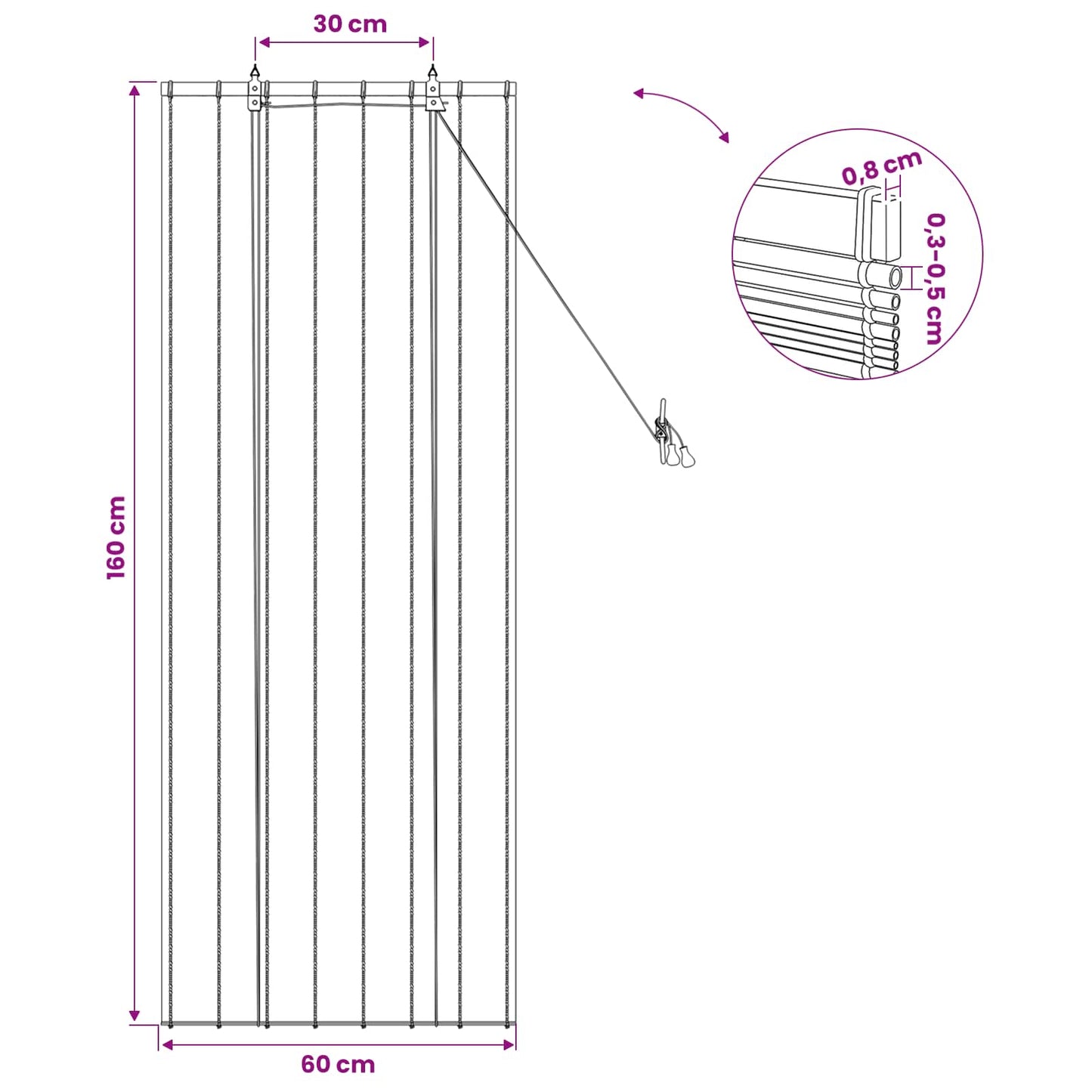 Rullegardin Brun 60 x 160 cm Siv
