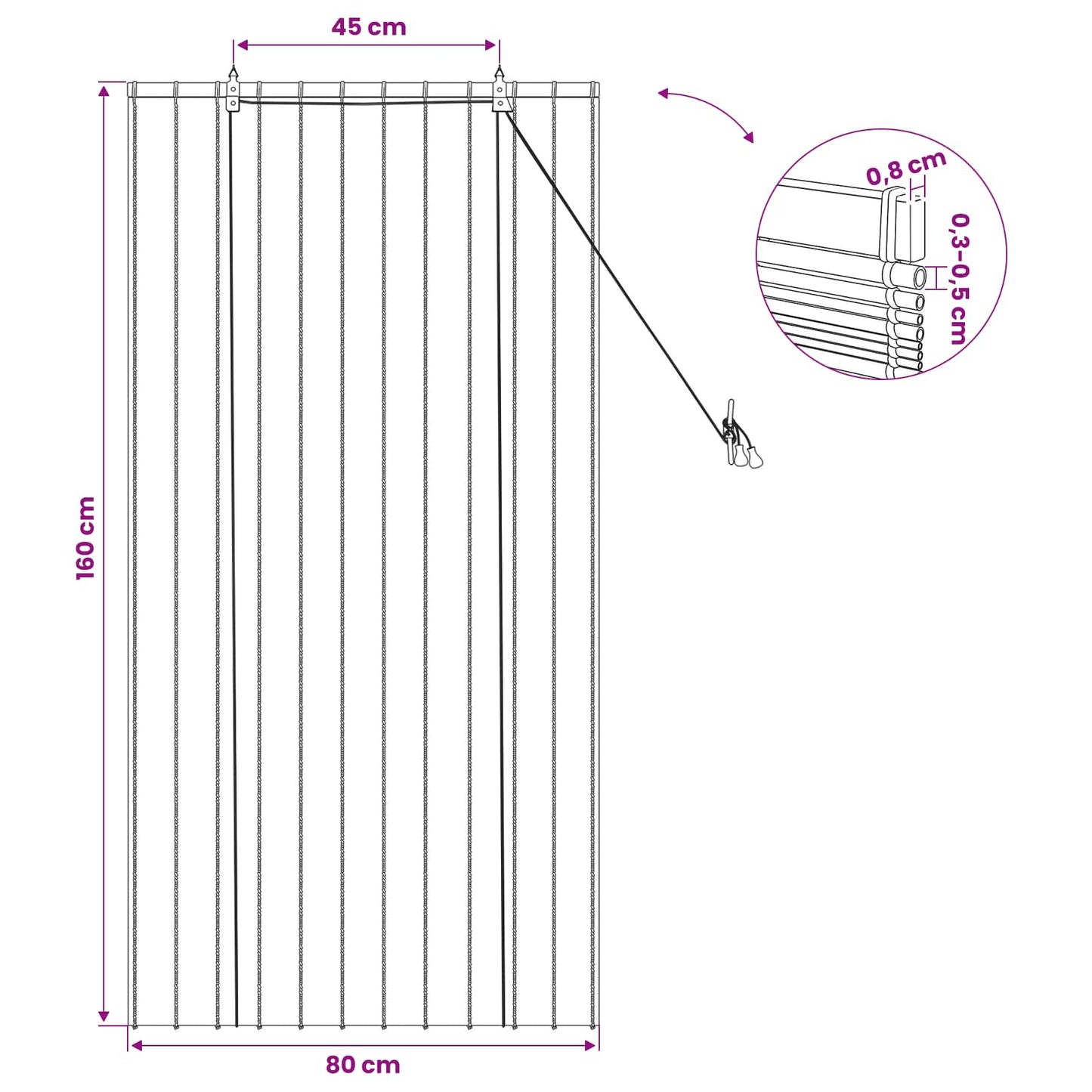 Rullegardin Brun 80 x 160 cm Siv