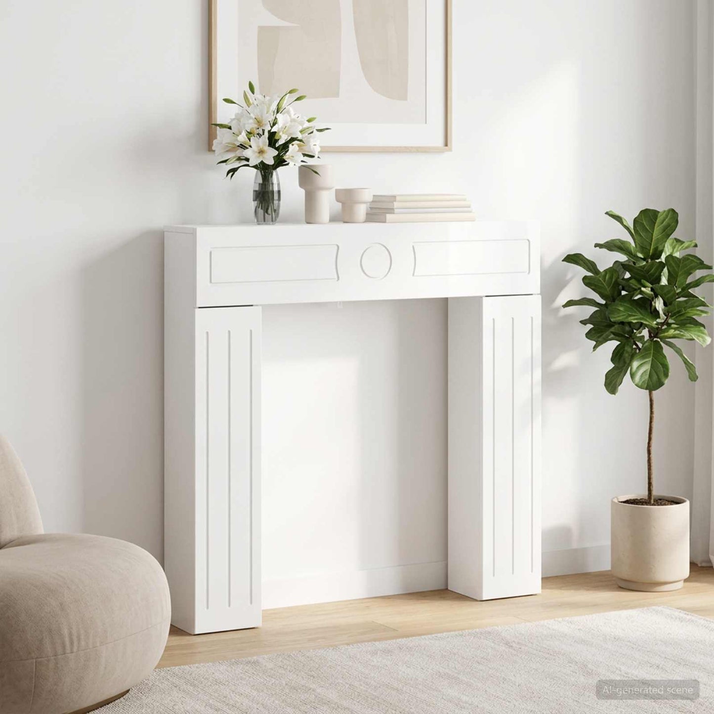 Peisramme Glanset Hvit 102 x 18 x 100,5 cm Konstruert tre