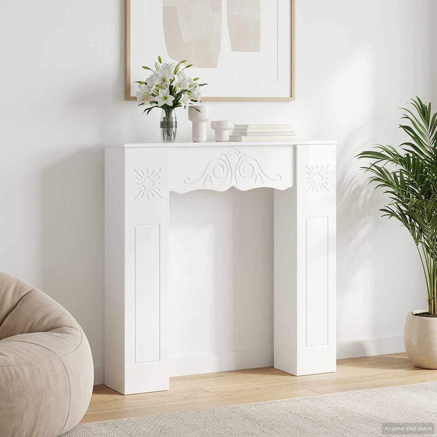 Peisramme Glanset Hvit 102 x 20 x 102 cm Konstruert tre