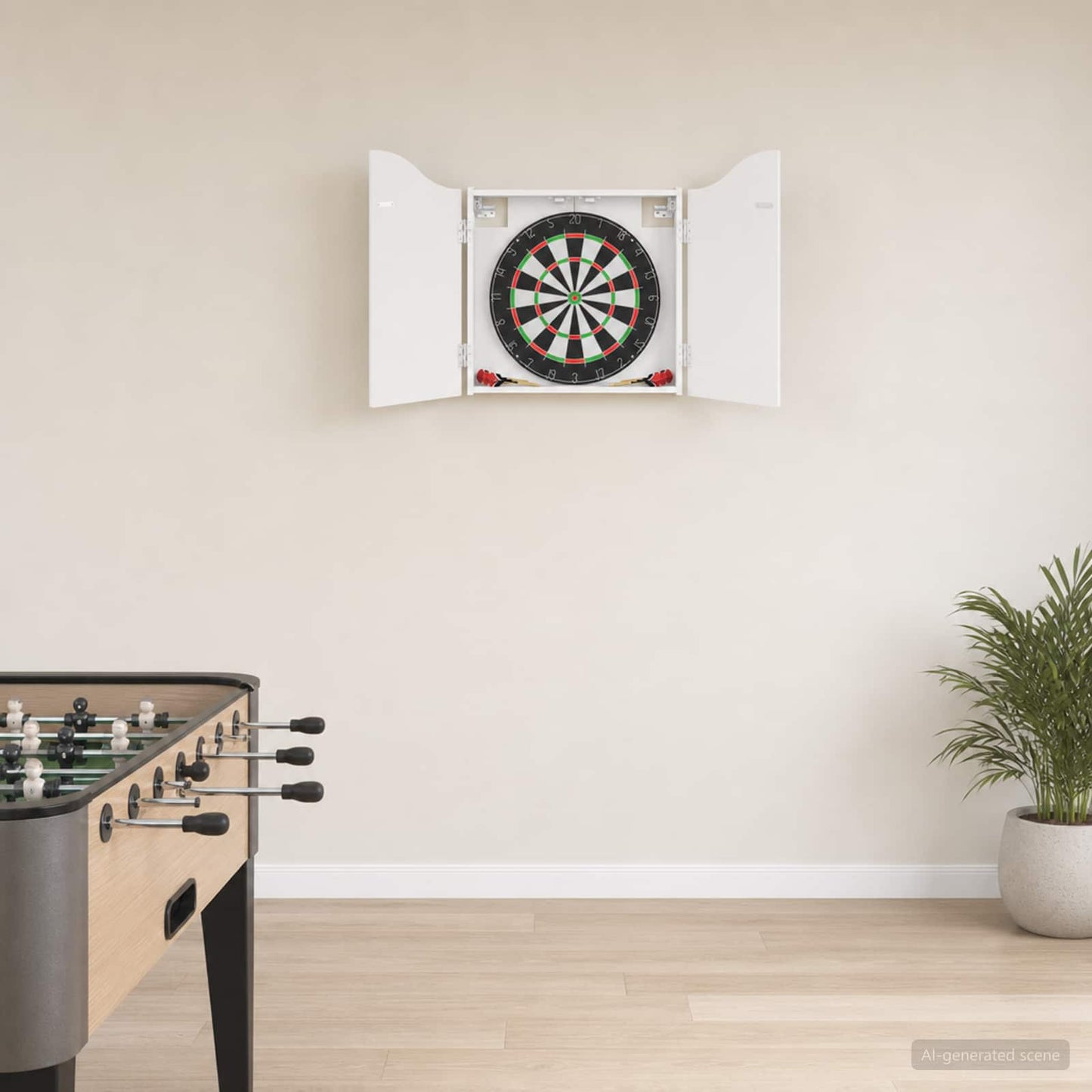 Dartbrettskap Høgglans hvit 56 x 12 x 63 cm Konstruert tre