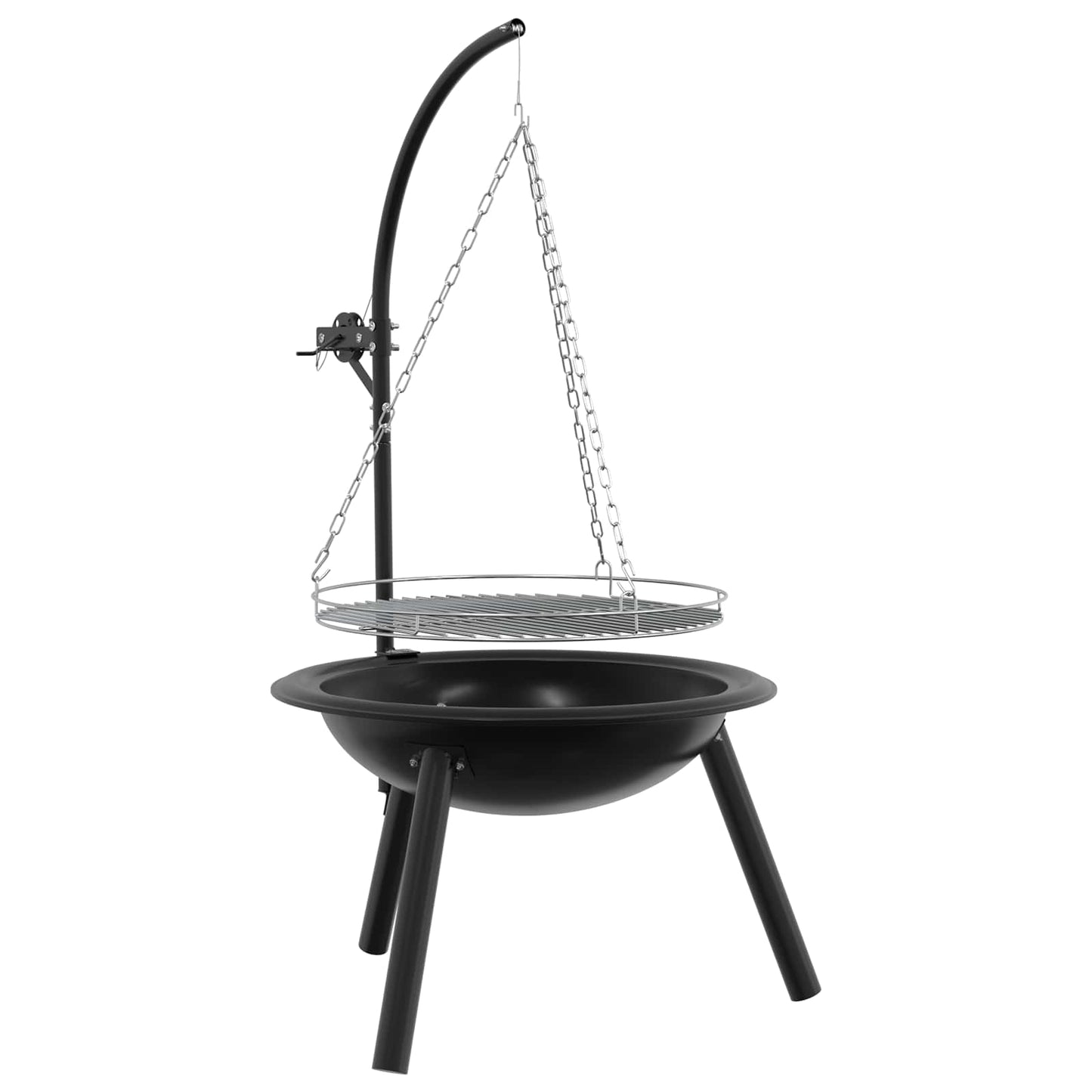 Ildsted med justerbar grillrist ⌀55,5 x 107,5 cm Stål Svart