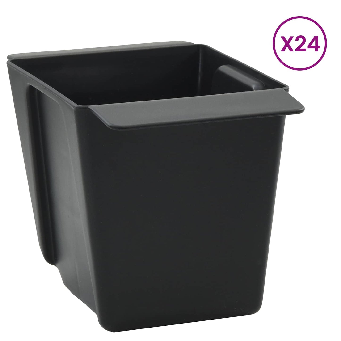 Blomsterkasser for Euro-paller 24 pcs Svart 13,5 x 9 x 9,5 cm