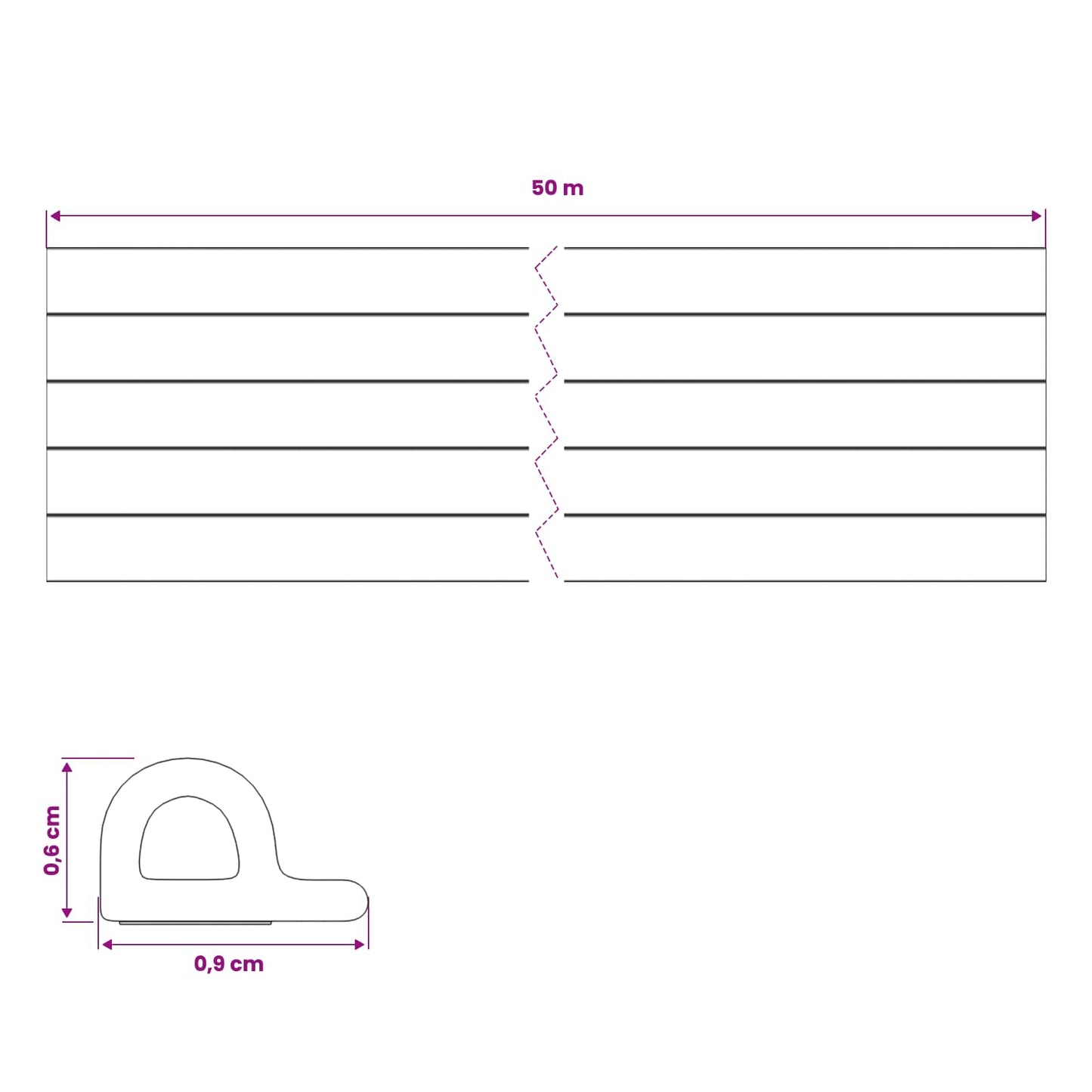 Selvklebende vindusforsegling Svart 9 x 6 mm 50 m EPDM Skum