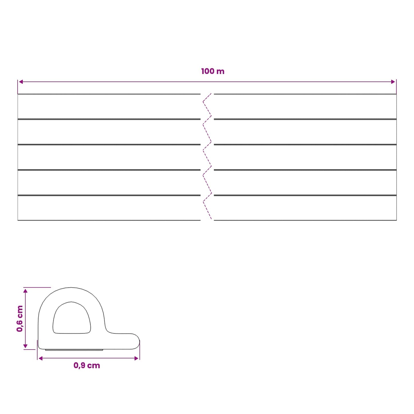 Selvklebende vindusforsegling Svart 9 x 6 mm 100 m EPDM Skum