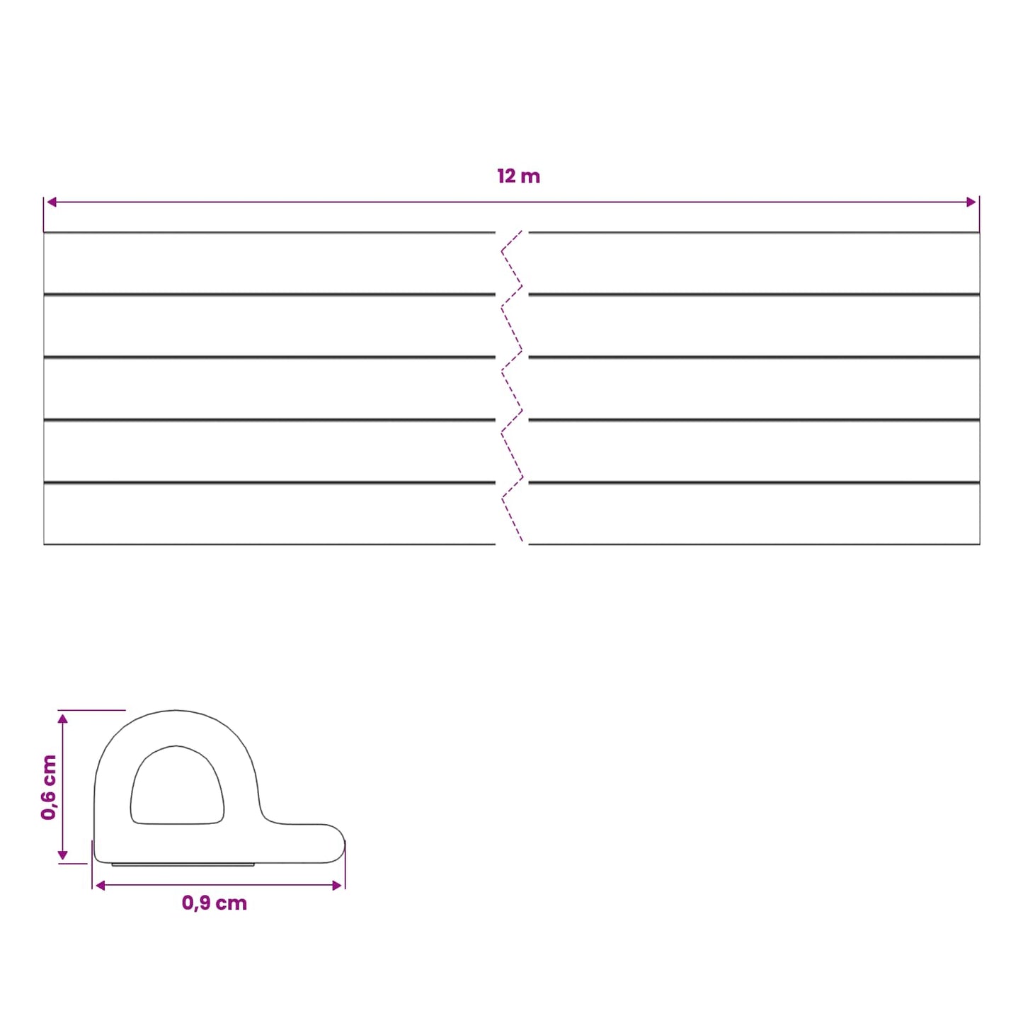 Selvklebende vindusforsegling Brun 9 x 6 mm 12 m EPDM Skum