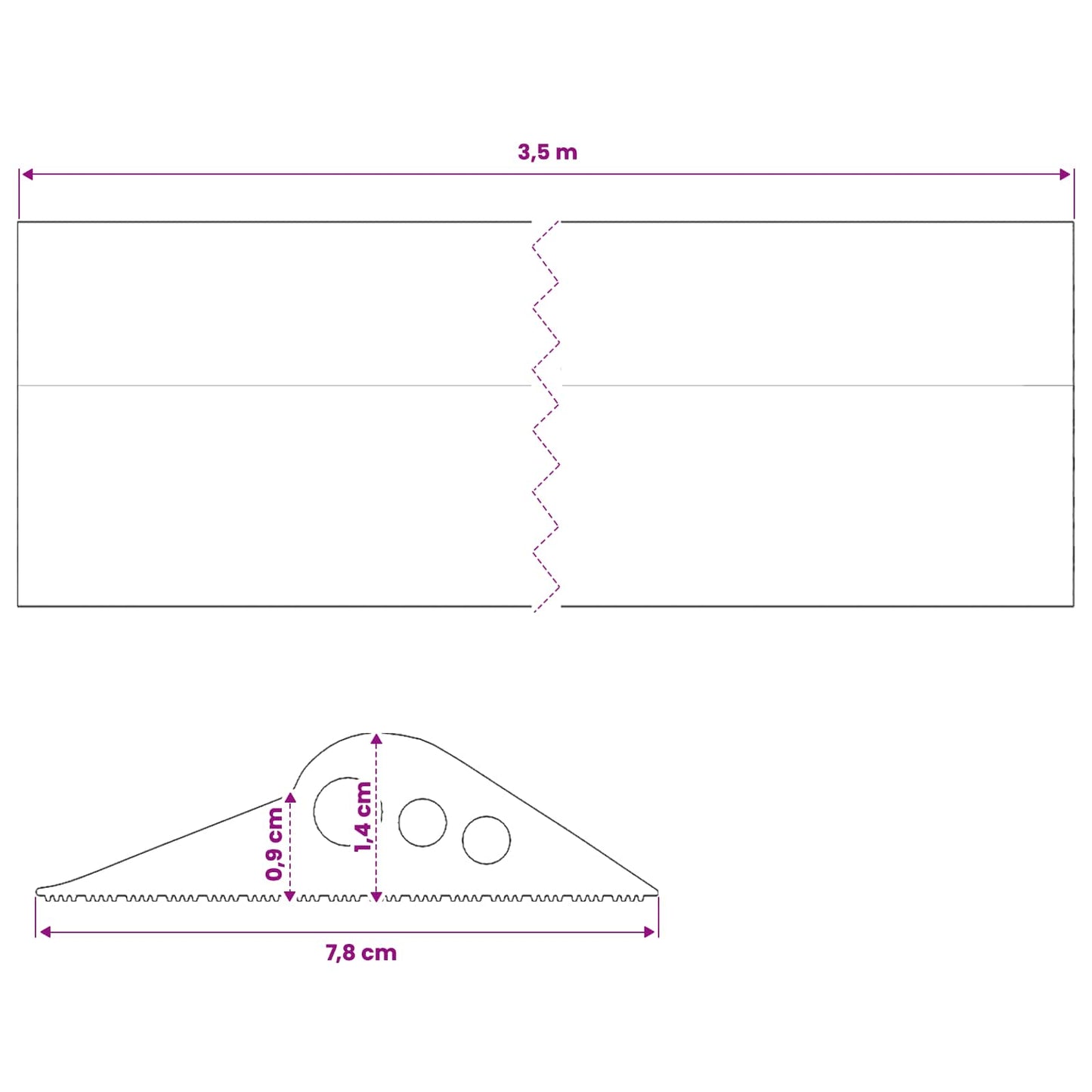 Garasje gulvforsegling Svart 78 x 14 mm 3,5 m EPDM-gummi