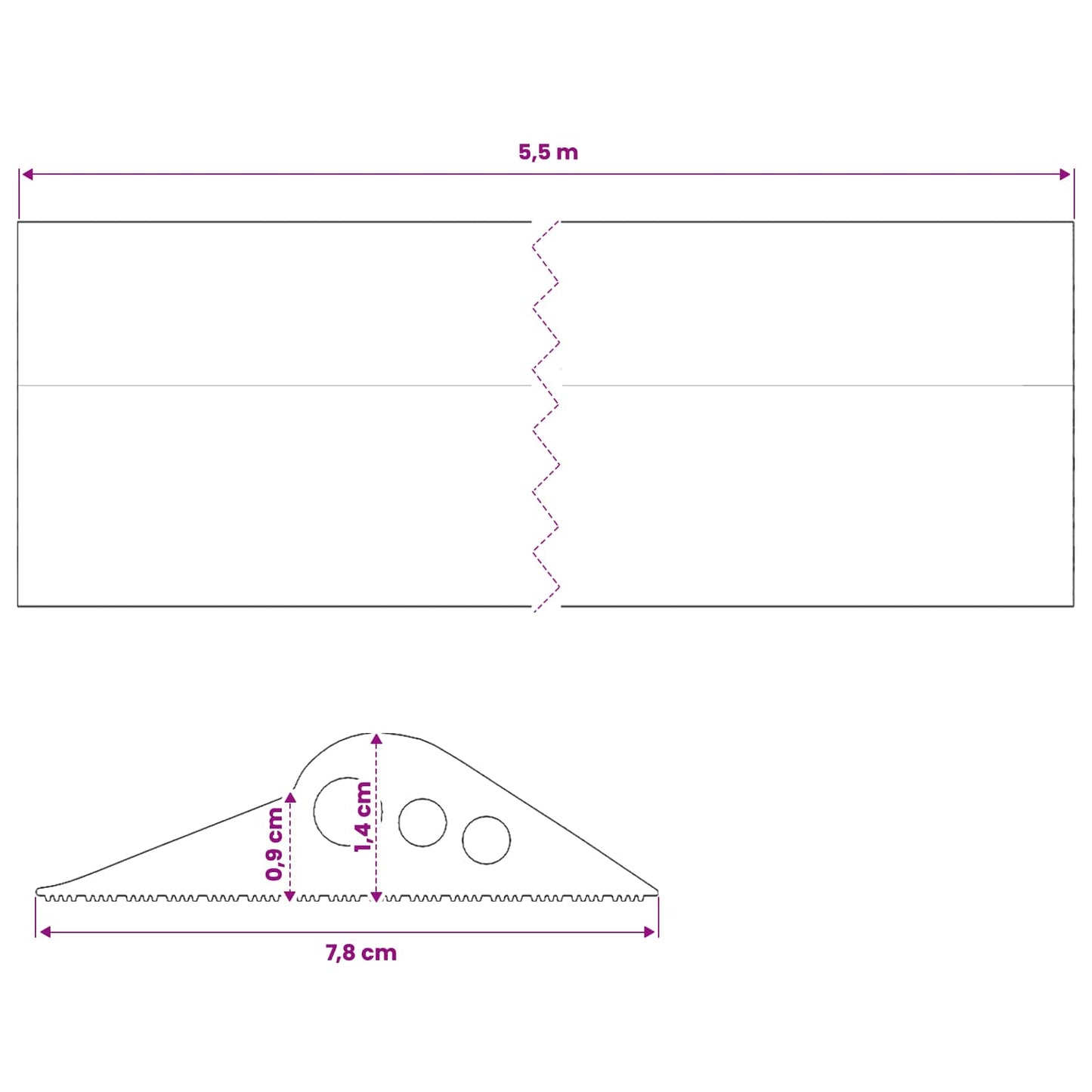 Garasje gulvforsegling Svart 78 x 14 mm 5,5 m EPDM-gummi