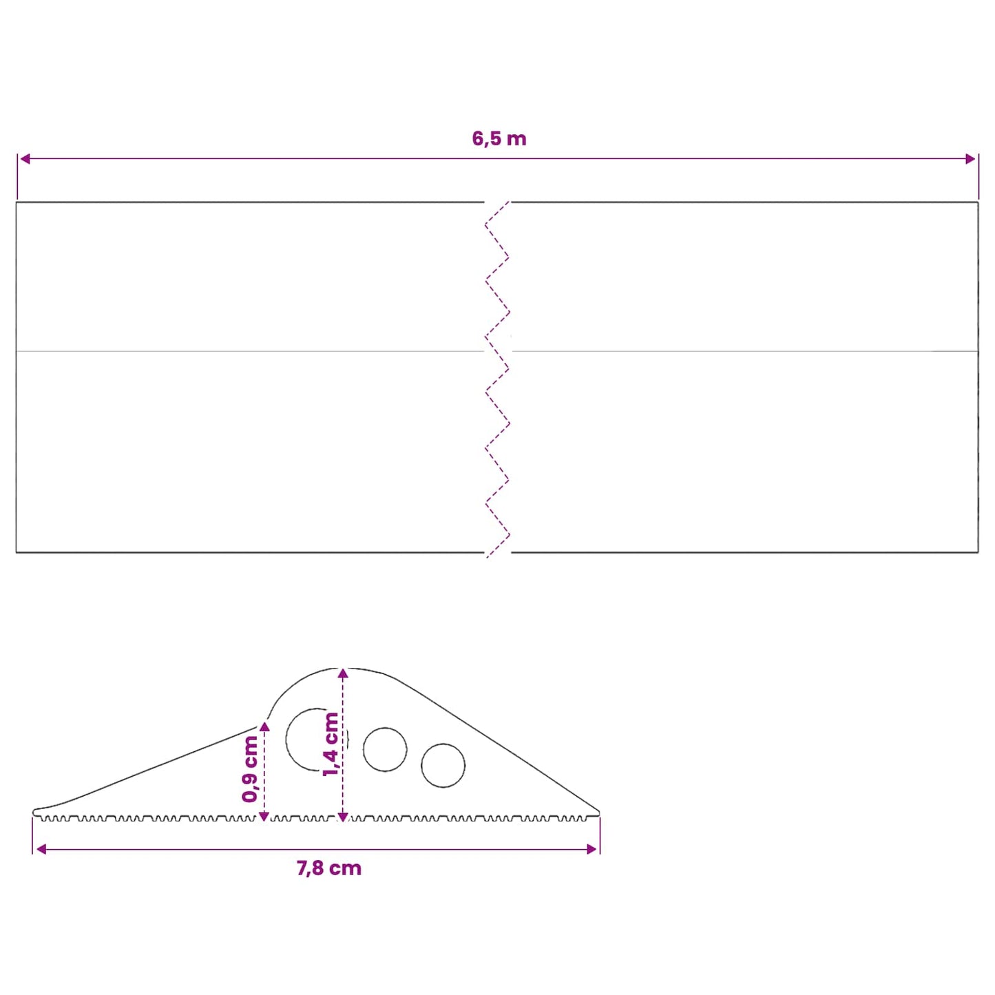 Garasje gulvforsegling Svart 78 x 14 mm 6,5 m EPDM-gummi