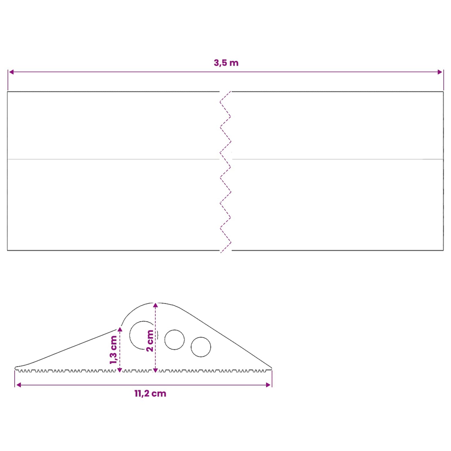 Garasje gulvforsegling Svart 112 x 20 mm 3,5 m EPDM-gummi