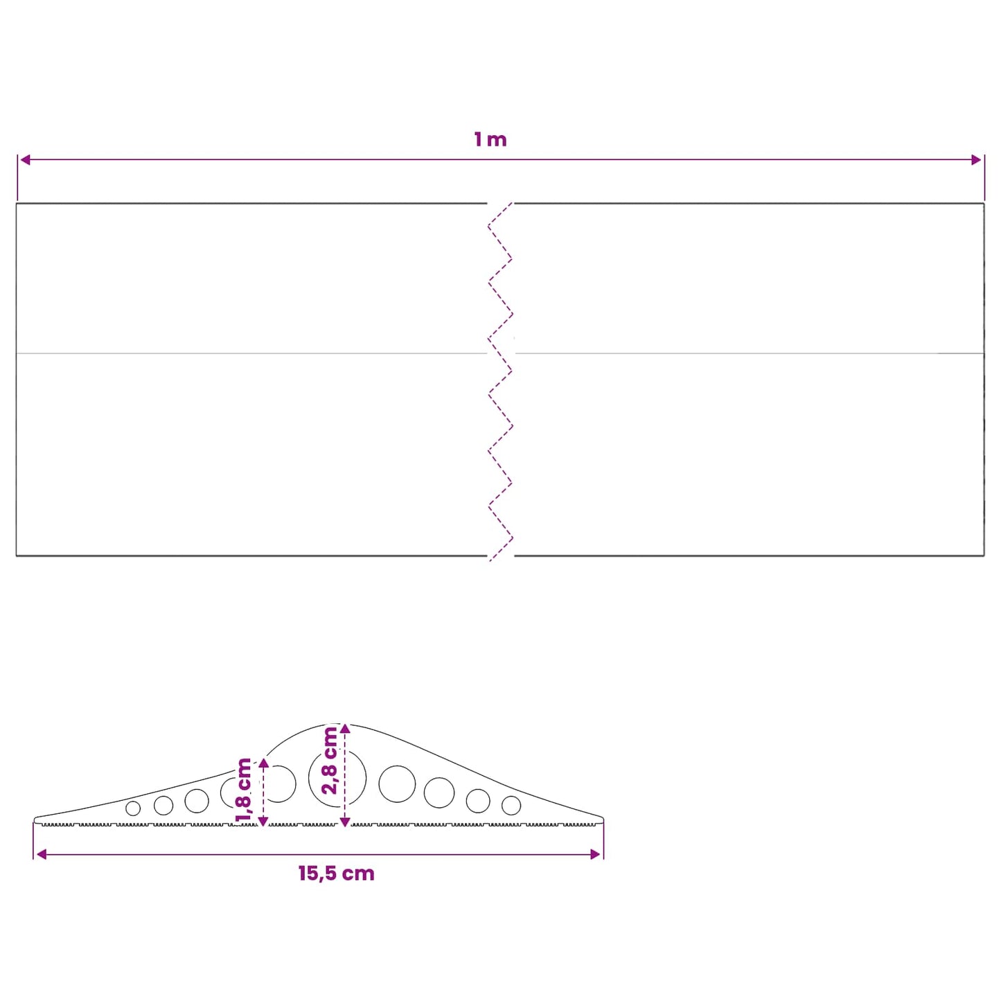 Garasje gulvforsegling Svart 155 x 28 mm 1 m EPDM-gummi
