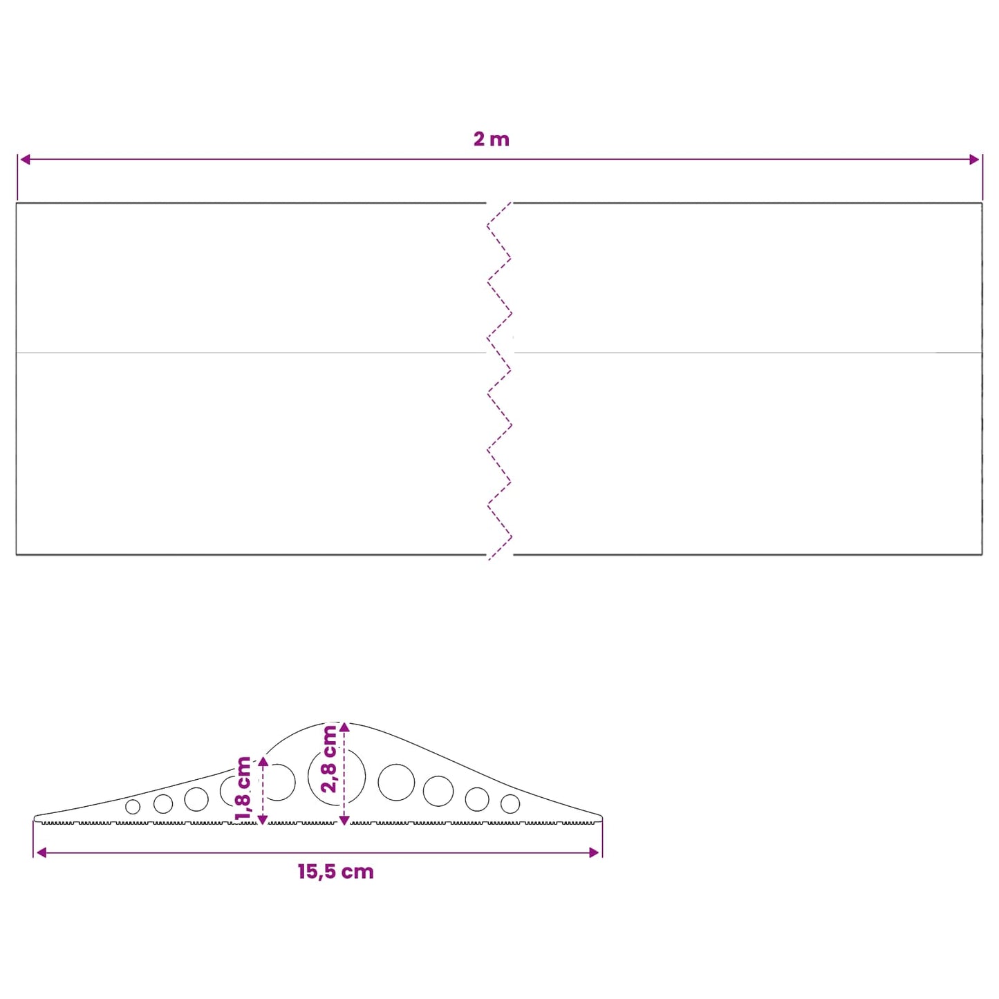 Garasje gulvforsegling Svart 155 x 28 mm 2 m EPDM-gummi