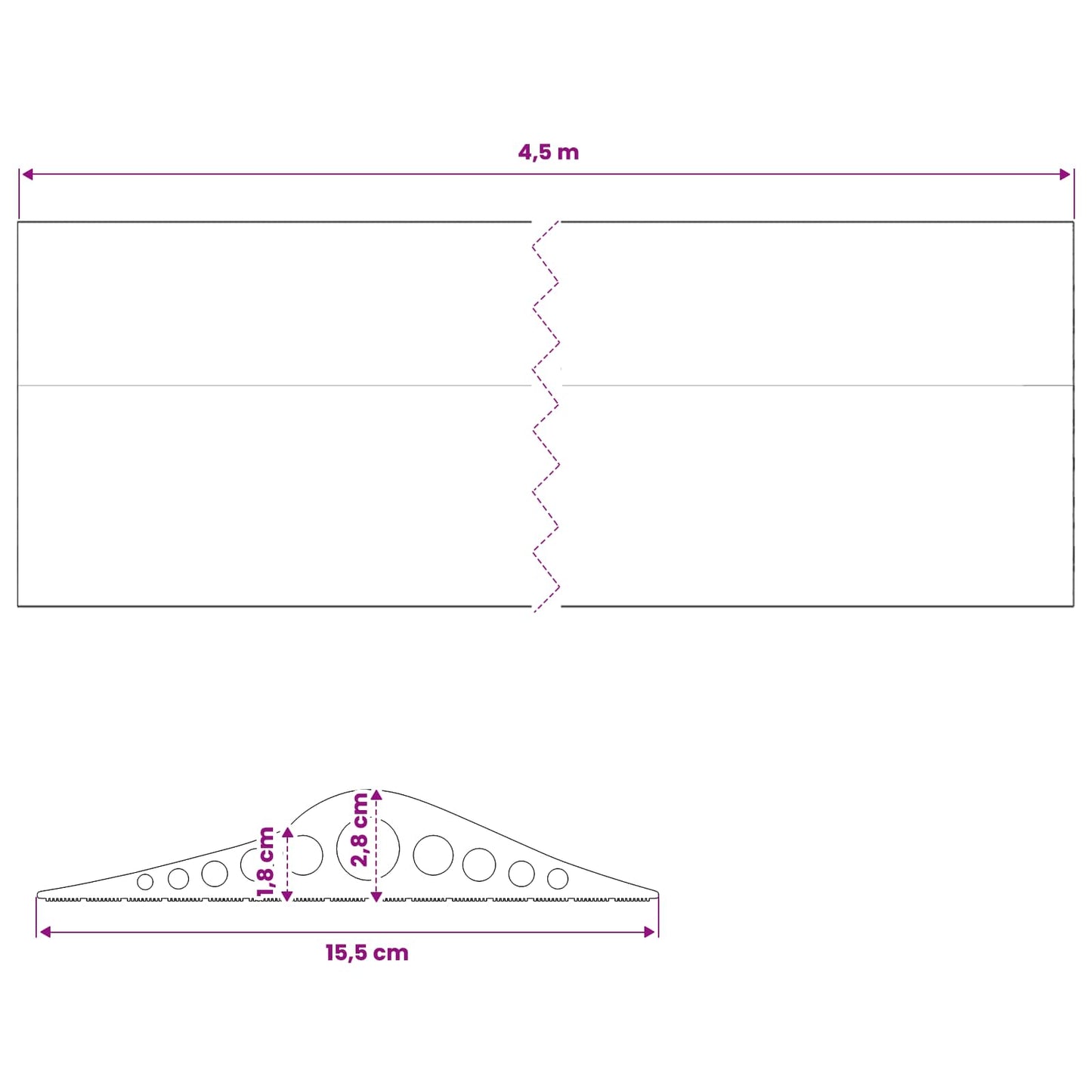 Garasje gulvforsegling Svart 155 x 28 mm 4,5 m EPDM-gummi